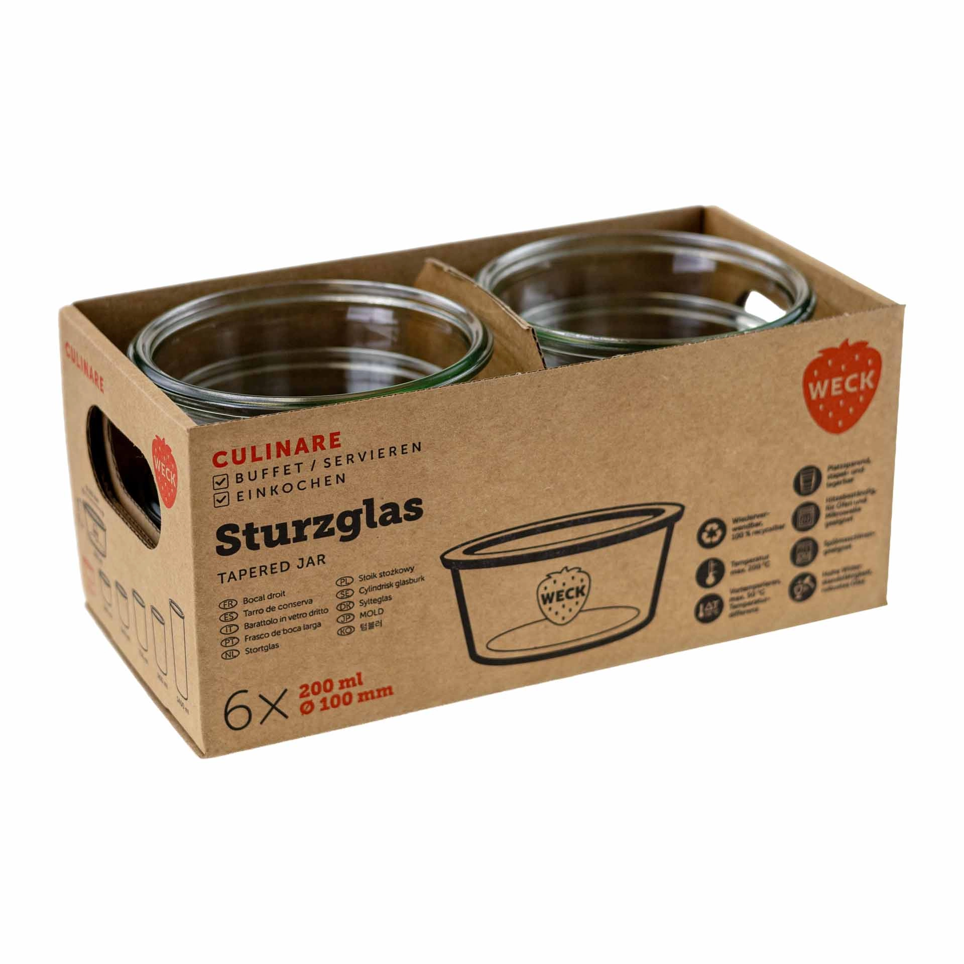 WECK Culinare Sturzglas 200 ml, 6er Karton