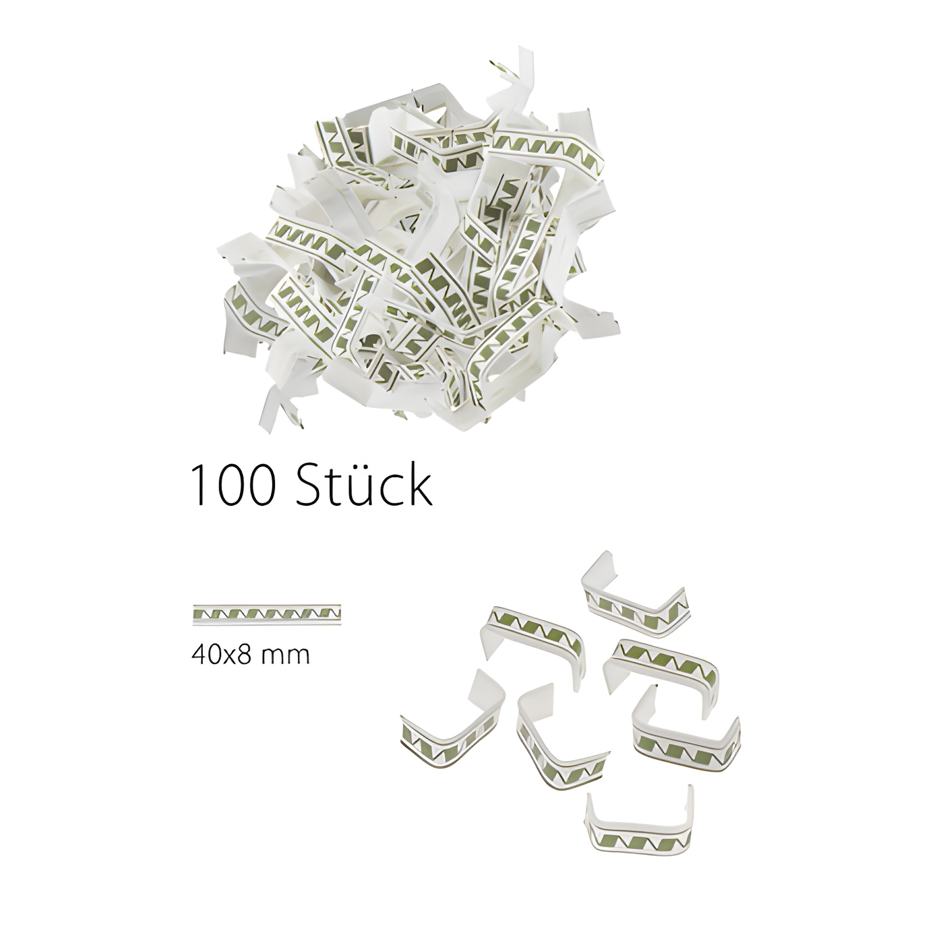 U-Clips 40 x 8 mm grün-weiß, 100 Stück
