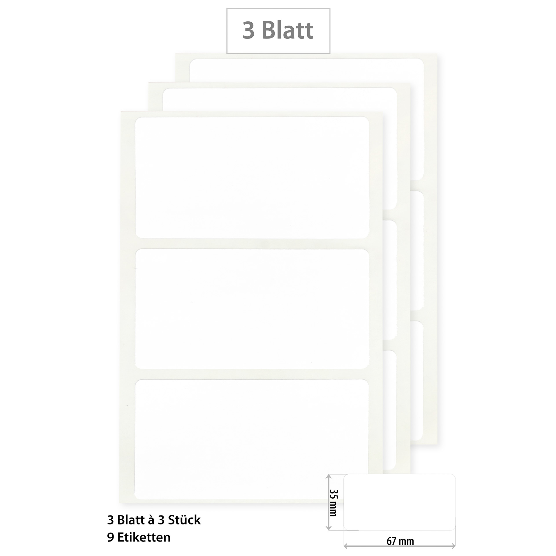 Etiketten 67 x 35 mm, weiß, 18 Stück