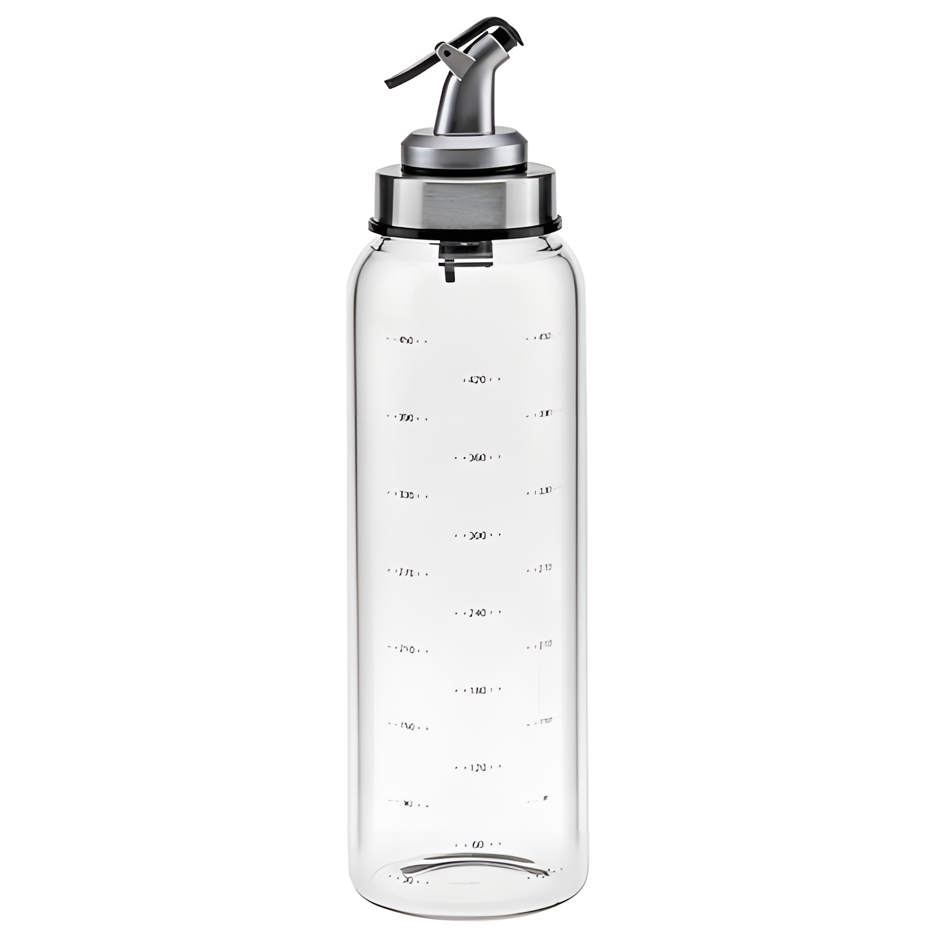 Glasflasche 500 ml mit Skala und Ausgießer (Karton, 24 Stück)
