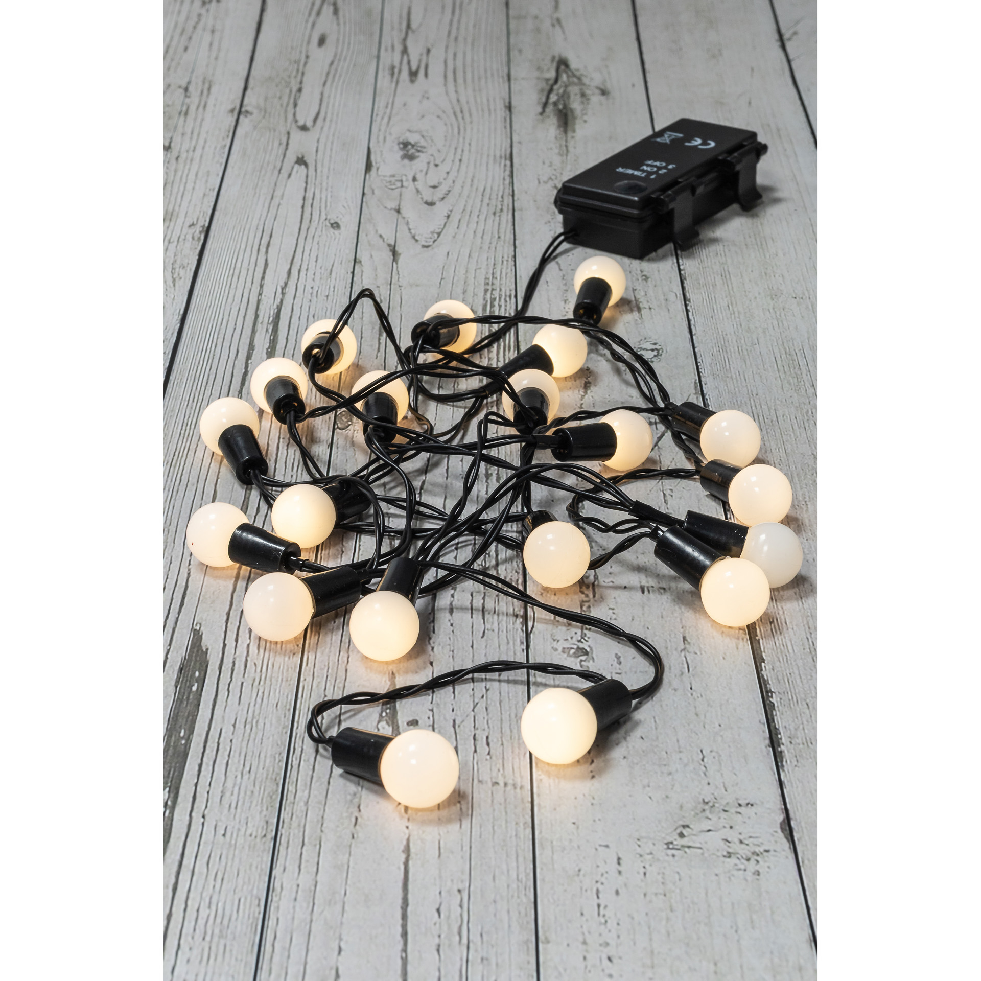 Lichterkette 'Glühbirnen' 20 LEDs, weiß mit Timer