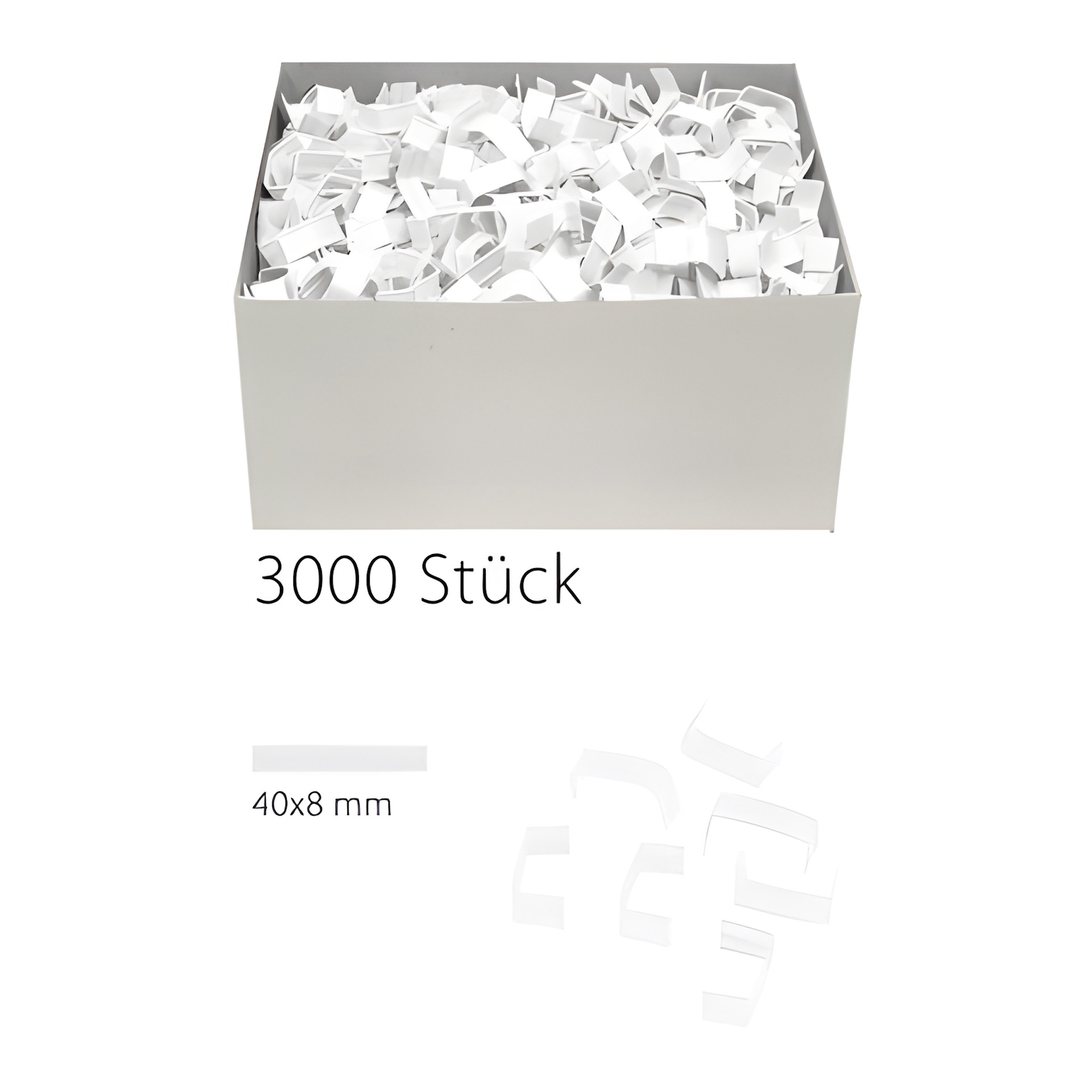 U-Clips 40 x 8 mm weiß, 3000 Stück