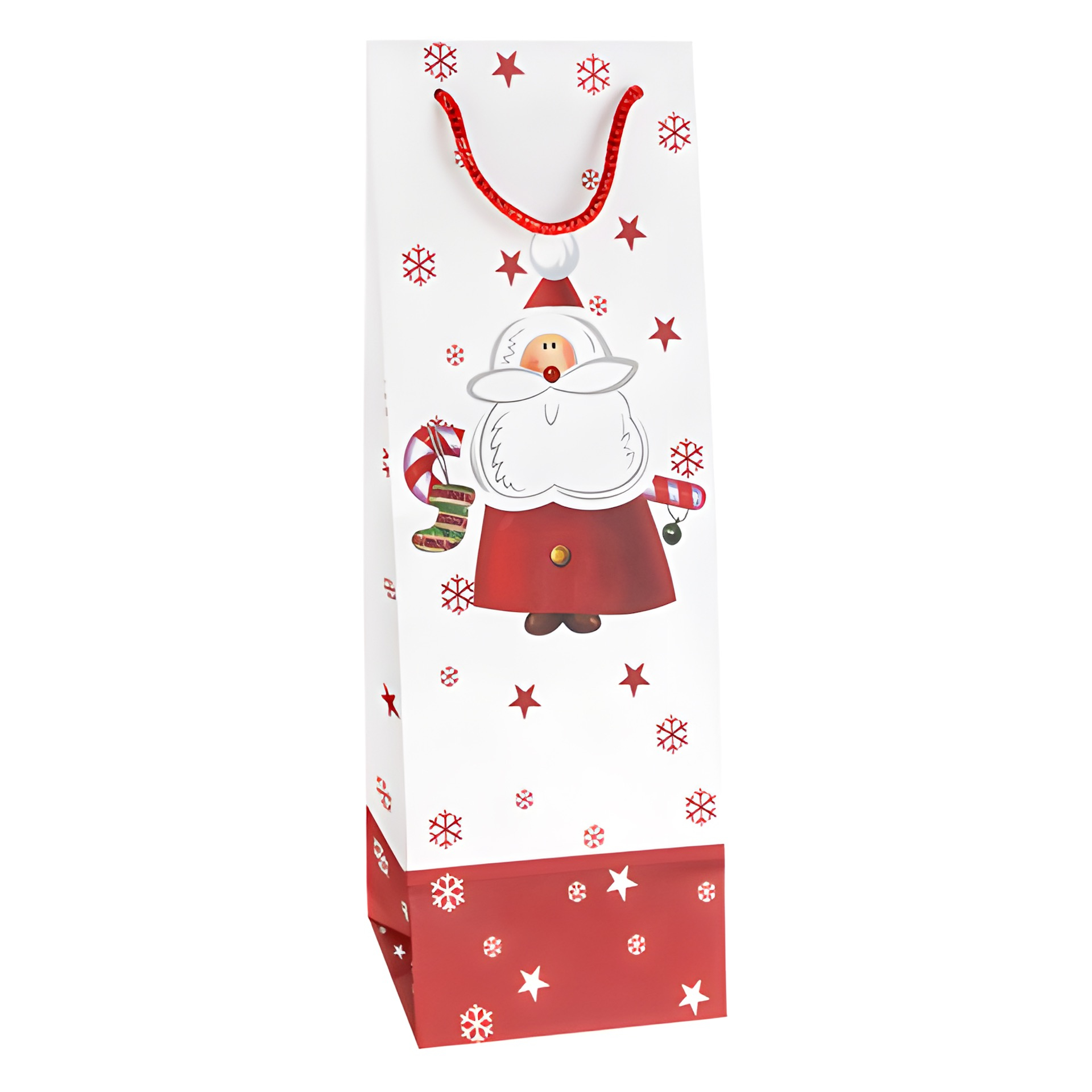 3D Flaschentasche 'Nikolaus' 12,5 x 11,5 x 34 cm
