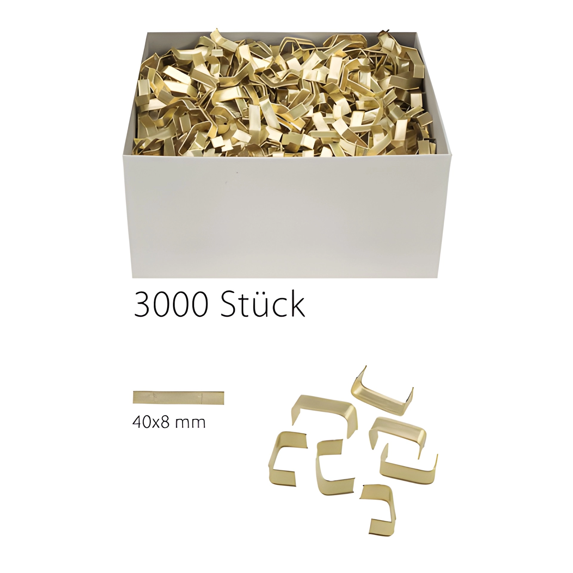 U-Clips 40 x 8 mm gold, 3000 Stück