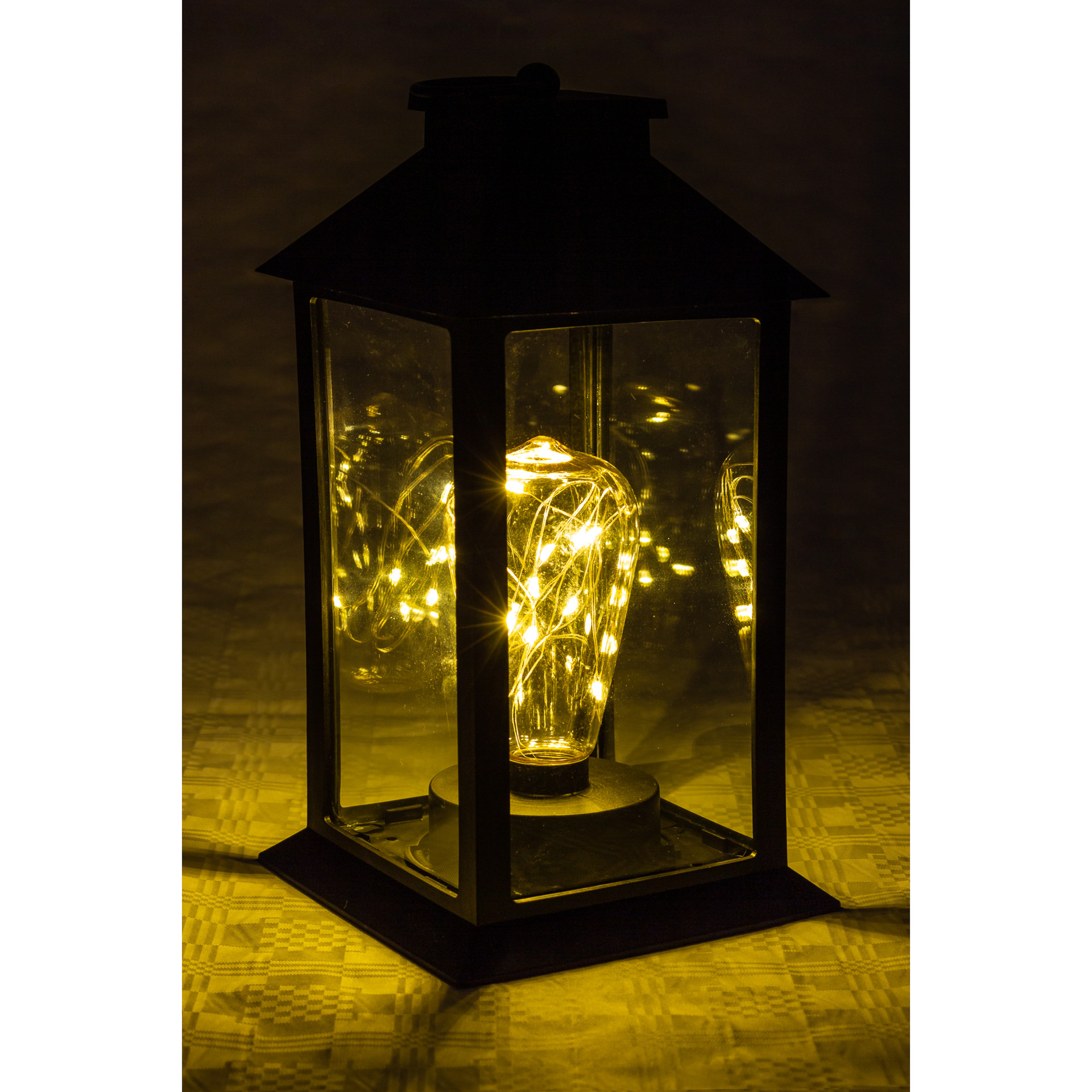 Deko-Laterne 'Glühbirne' 29 cm, 10 LEDs, schwarz
