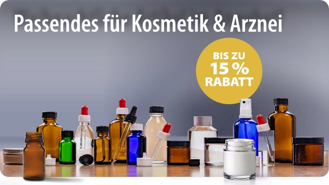 Tiegel und Flaschen für Kosmetik