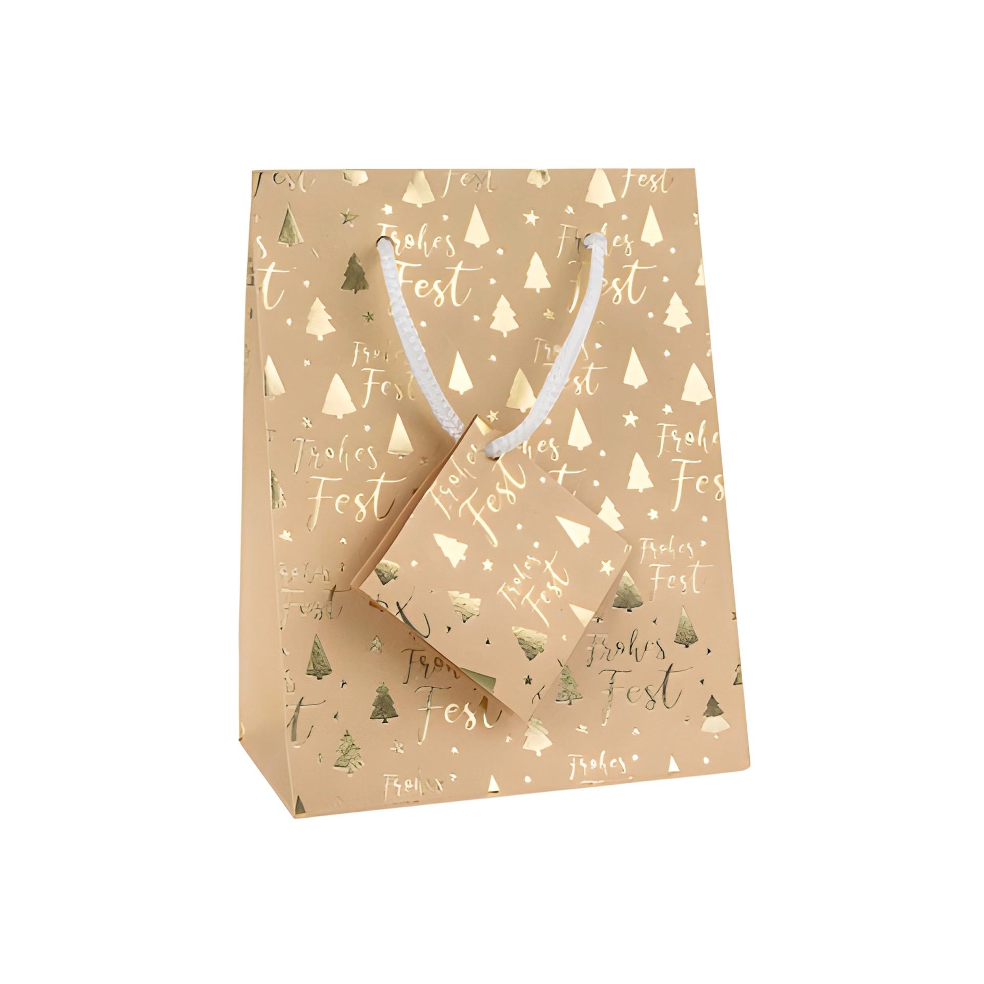 Geschenktüte 'Frohes Fest' gold, klein