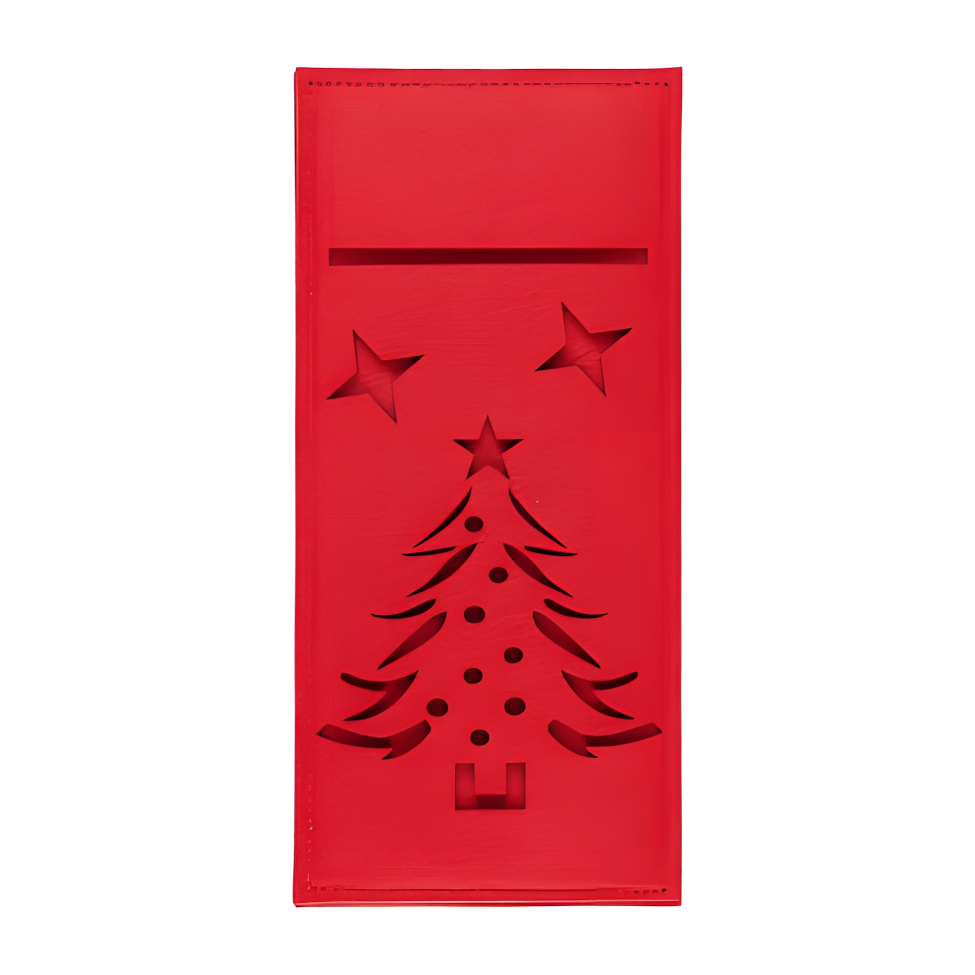 Besteckhalter 'Tannenbaum und Sterne' aus Filz, rot