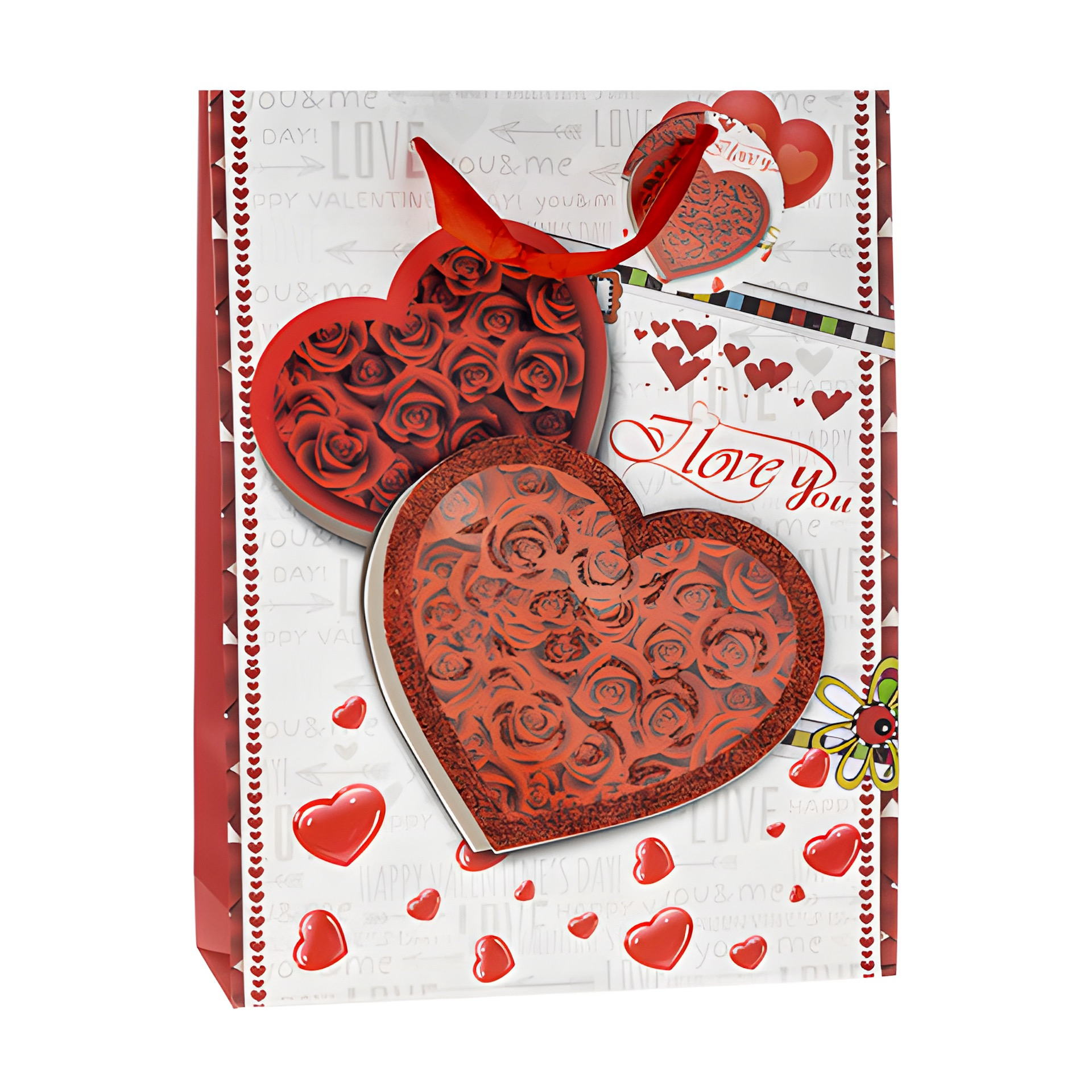 Geschenktüte 'I love you mit Glitzerherz', groß