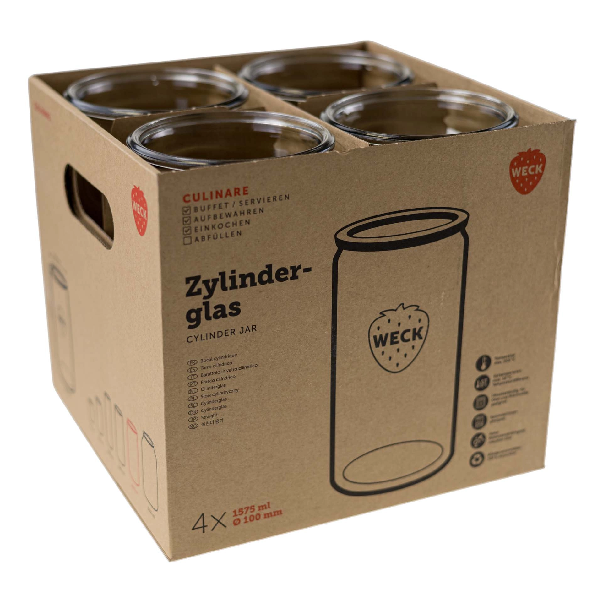 WECK Culinare Zylinderglas 1450 ml, 4er Karton