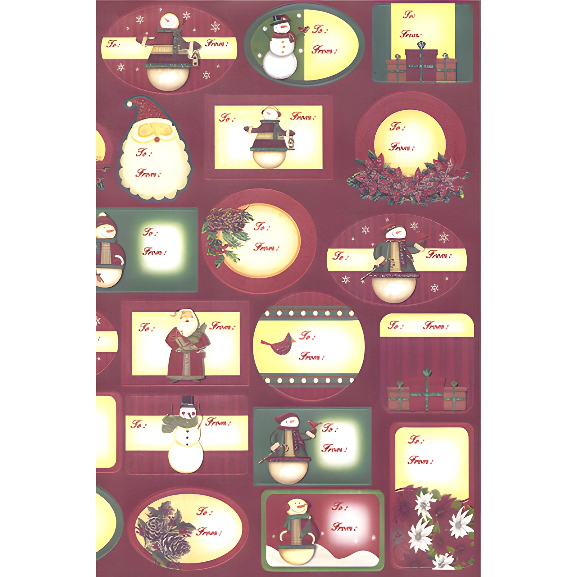 Geschenkaufkleber 'Weihnachten' bordeaux, 72 Stück