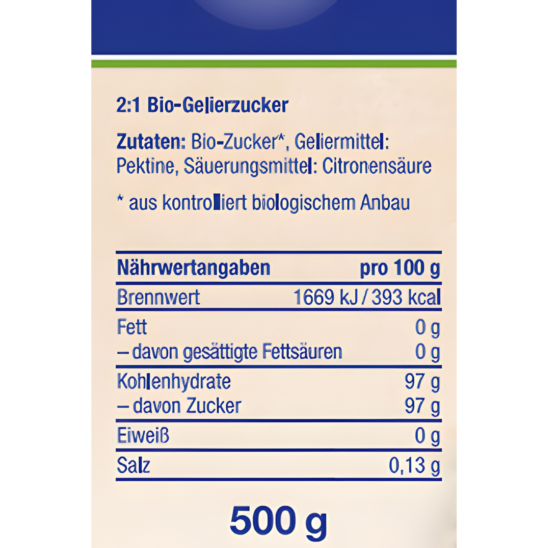 Bio-Gelierzucker 2:1, 500 g