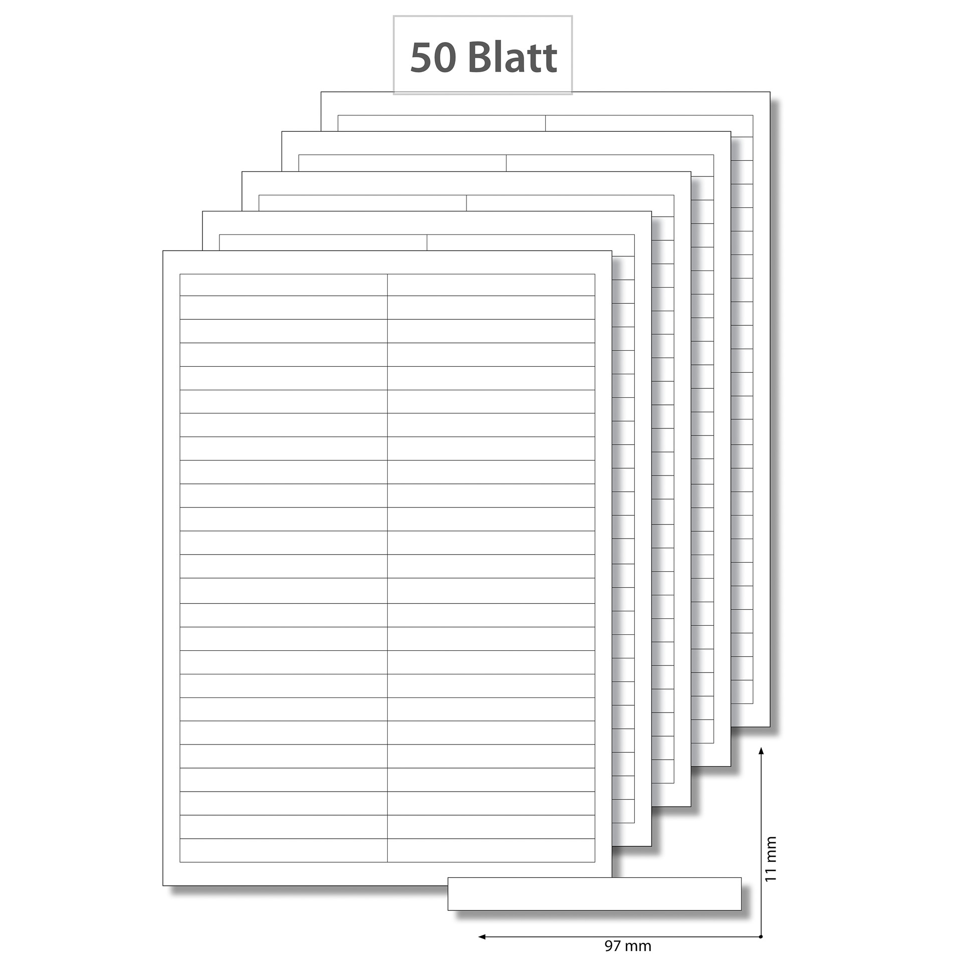 Siegeletiketten 97 x 11 mm weiß - 50 Blatt A4