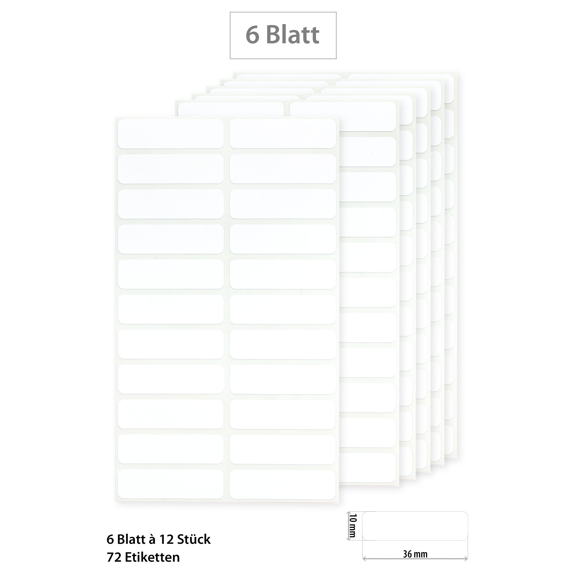 Etiketten 36 x 10 mm, weiß, 132 Stück