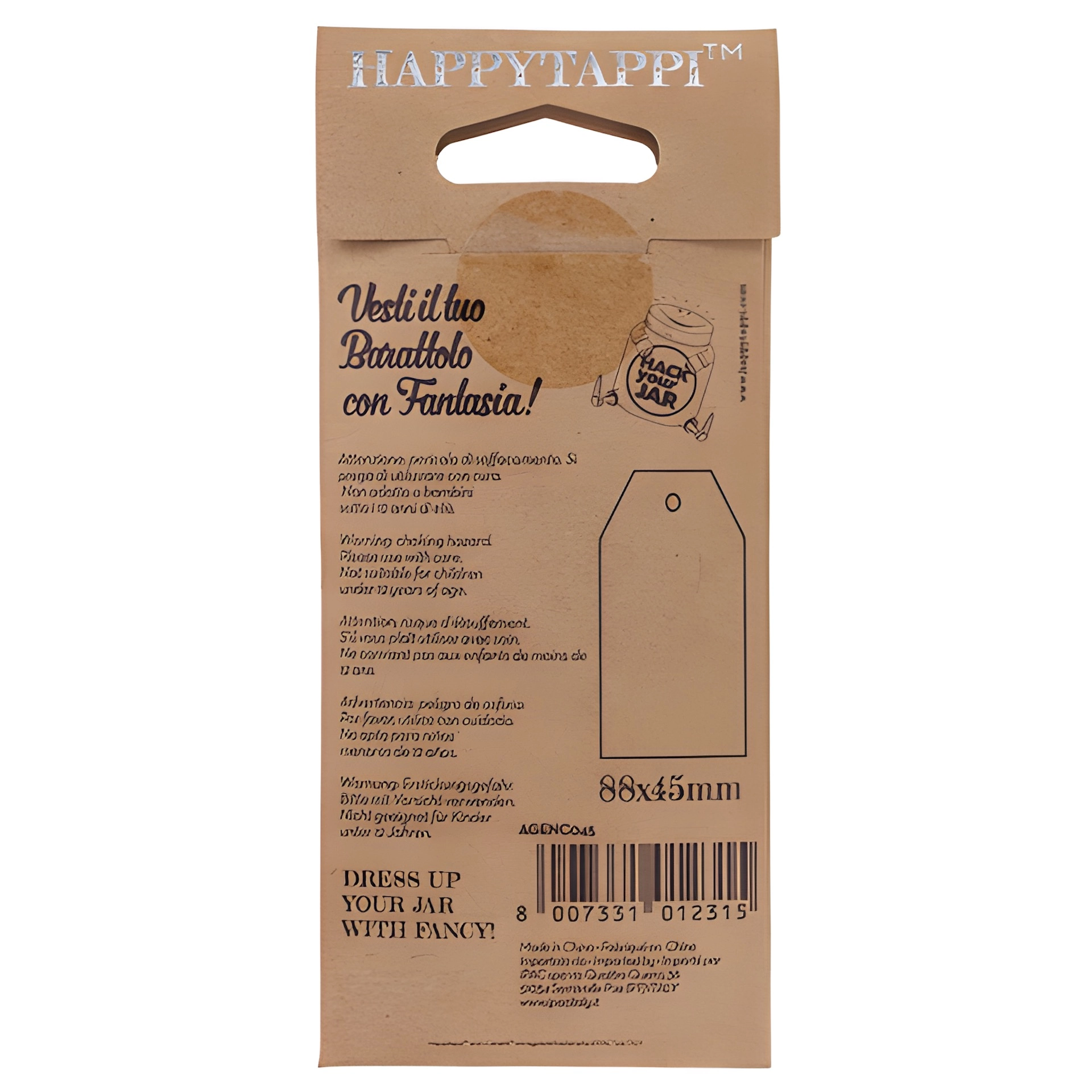 HappyTappi Holzanhänger 45 x 88 mm, 3 Stück