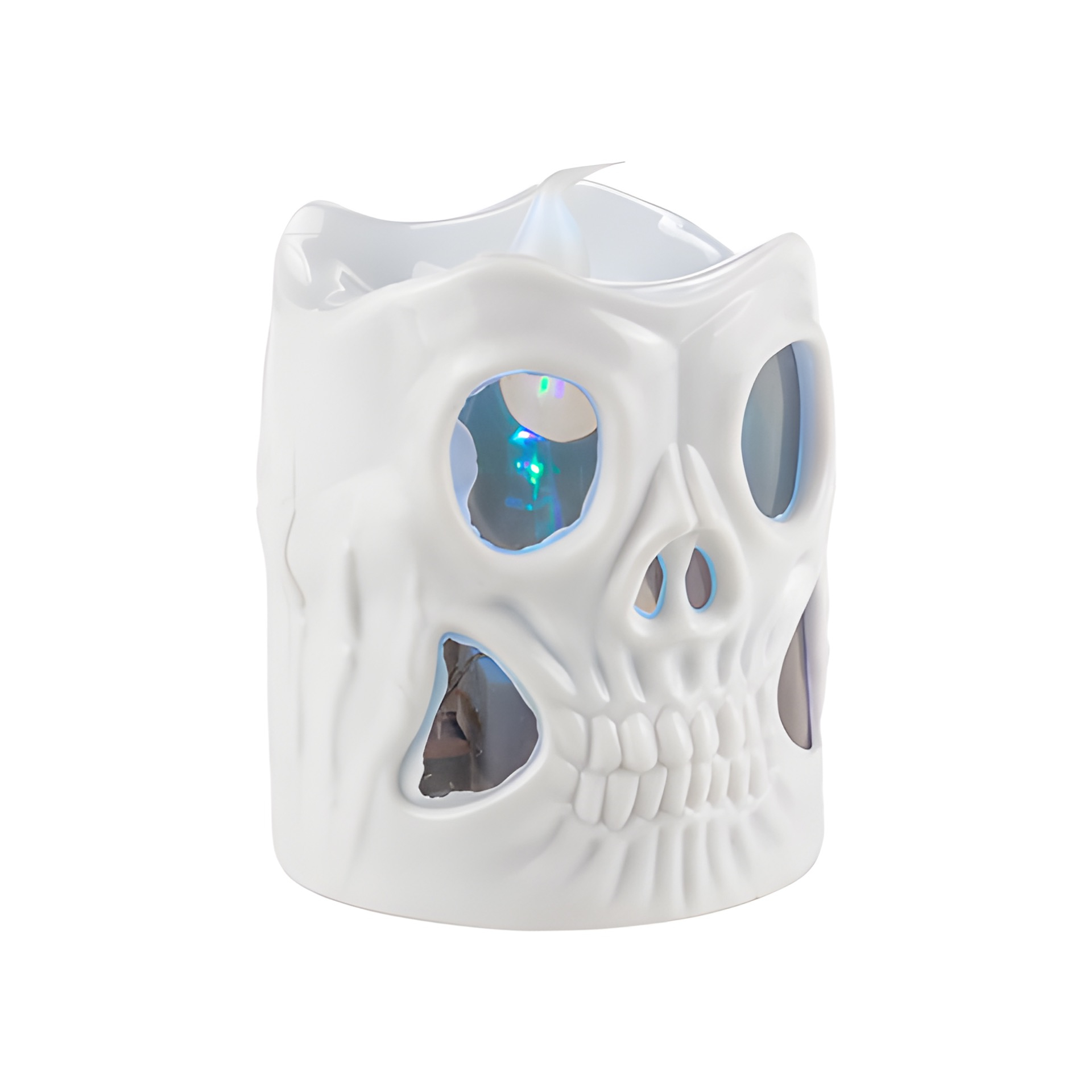LED-Kerze 'Totenkopf' 6 x 6 cm, mit Farbwechsel, weiß