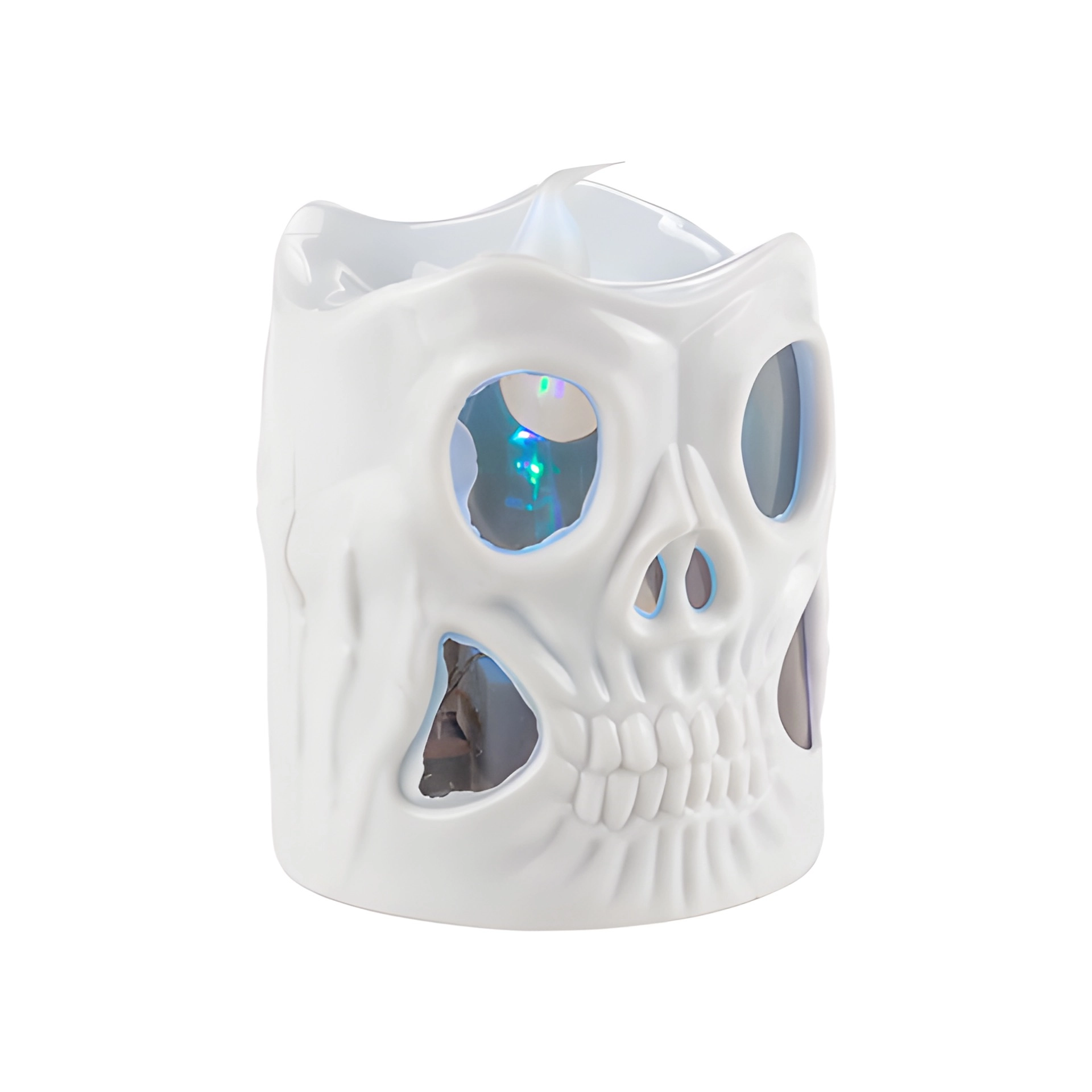 LED-Kerze 'Totenkopf' 6 x 6 cm, mit Farbwechsel, weiß