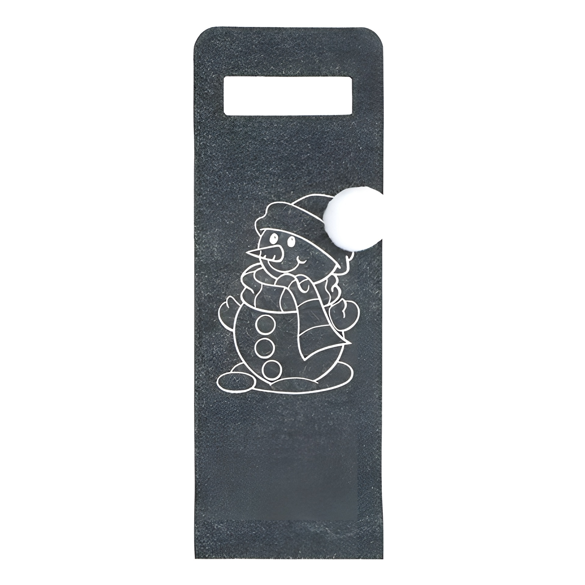 Flaschentasche 'Schneemann mit Bommel' Filz, 15 x 41 cm, grau