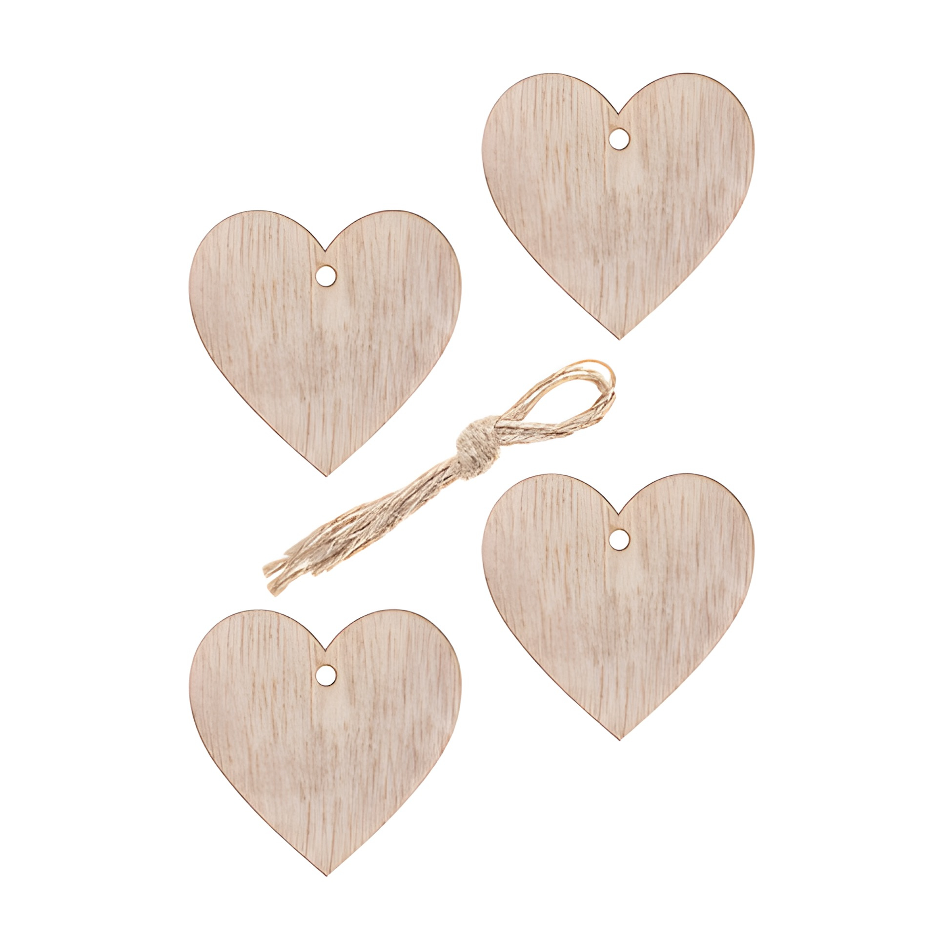 HappyTappi Deko-Anhänger 'Herz' aus Holz, 6 x 6 cm, 4 Stück