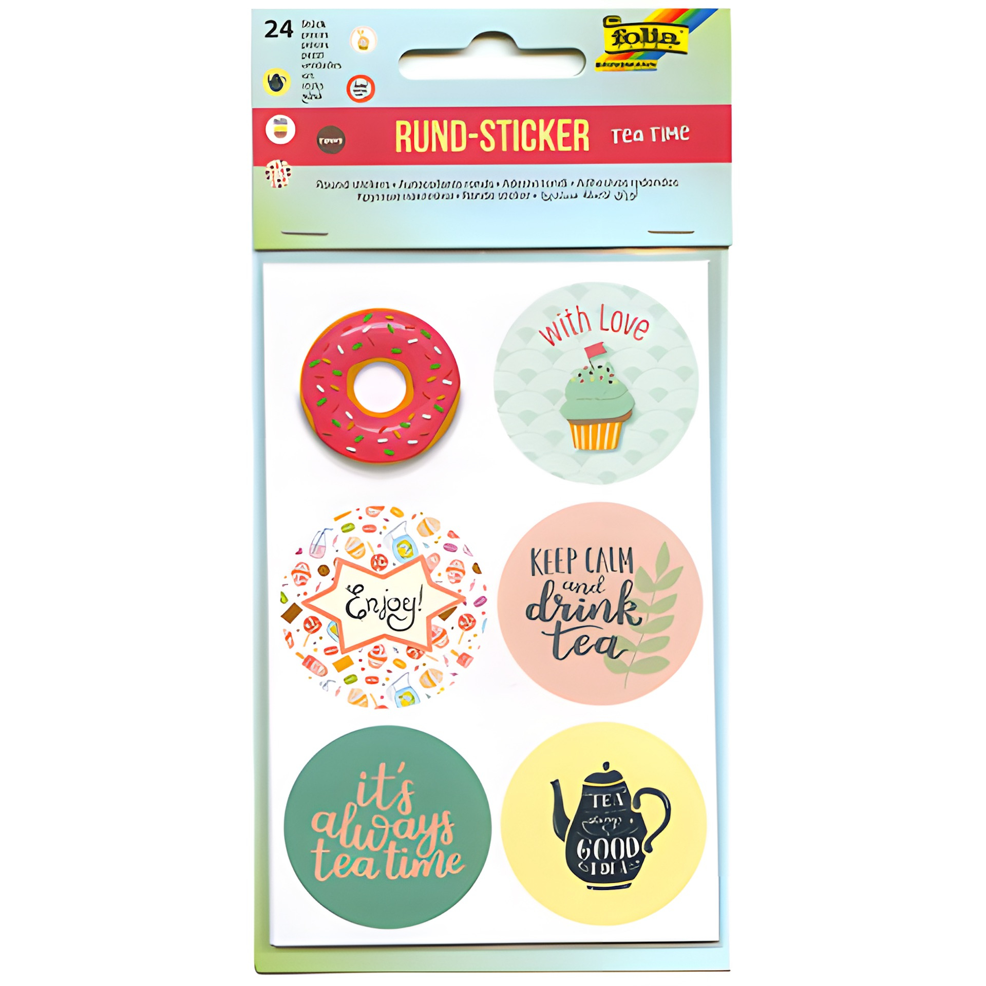 Rund-Sticker 'Tea Time' Ø 4 cm, 24 Stück