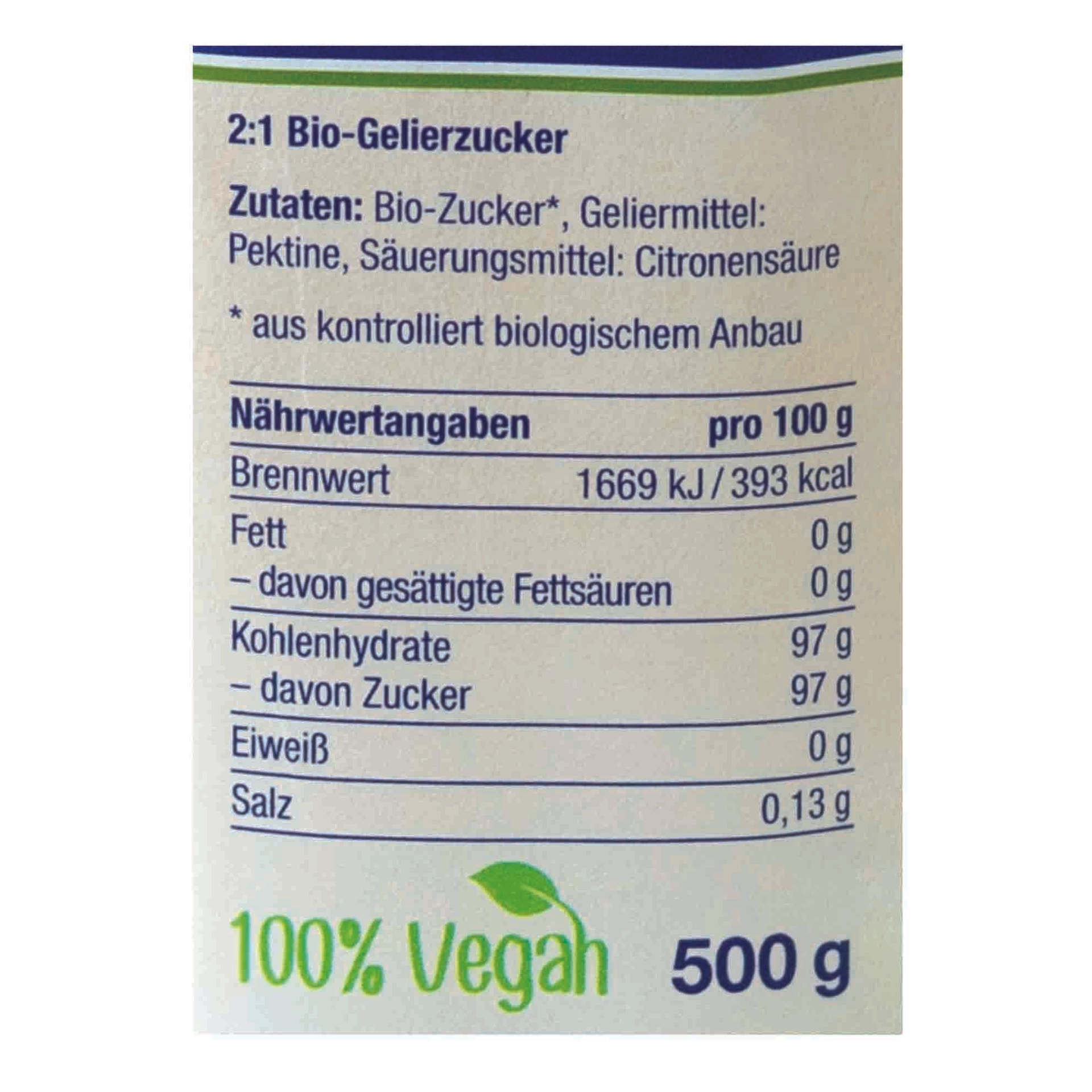Bio-Gelierzucker 2:1, 500 g