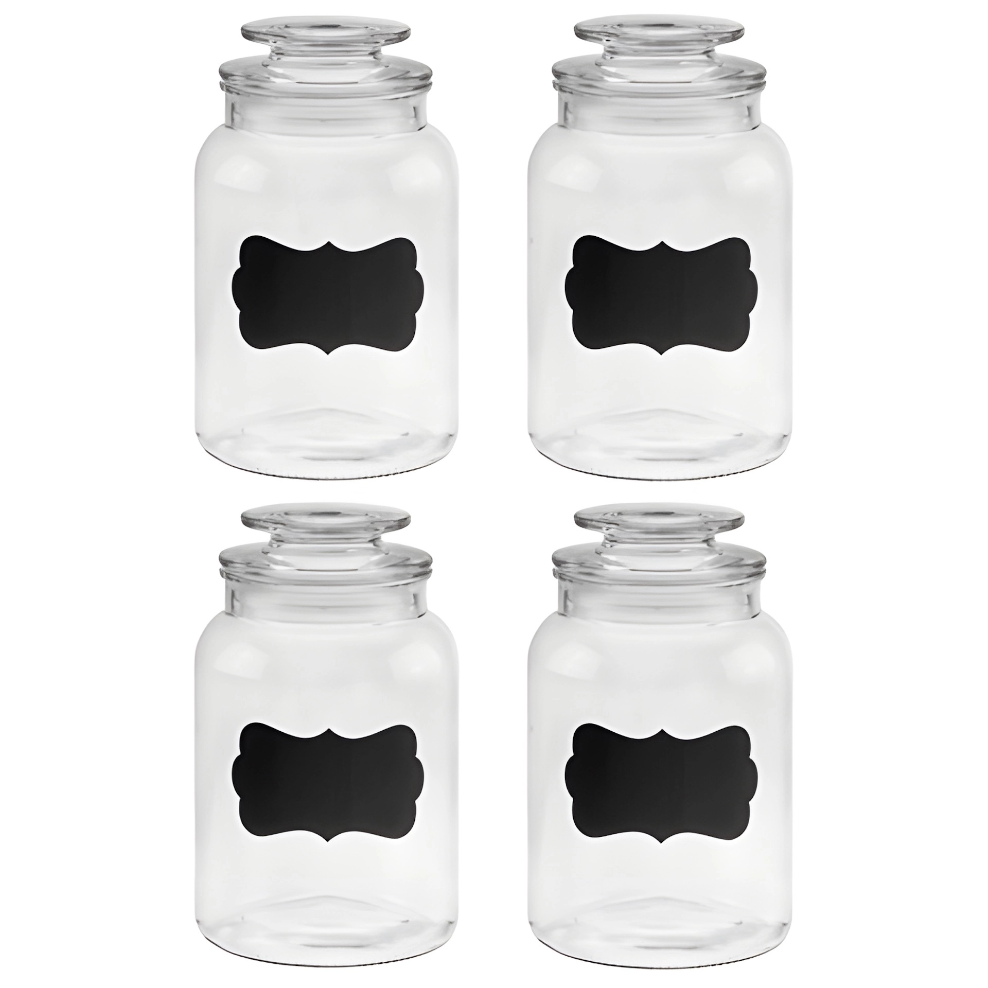 Vorratsglas 1200 ml beschreibbar mit Glasdeckel, 4er Pack