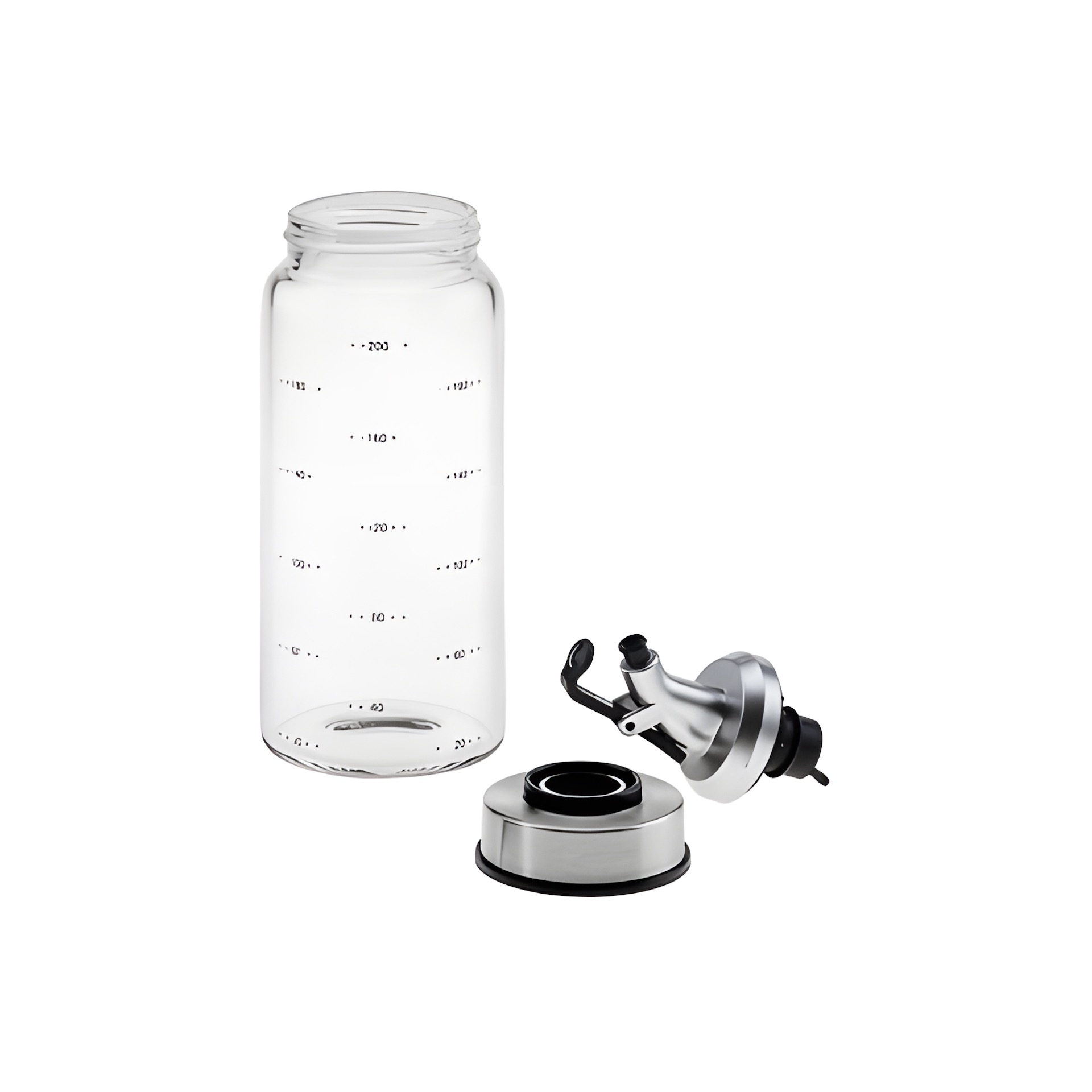 Glasflasche 200 ml mit Skala und Ausgießer