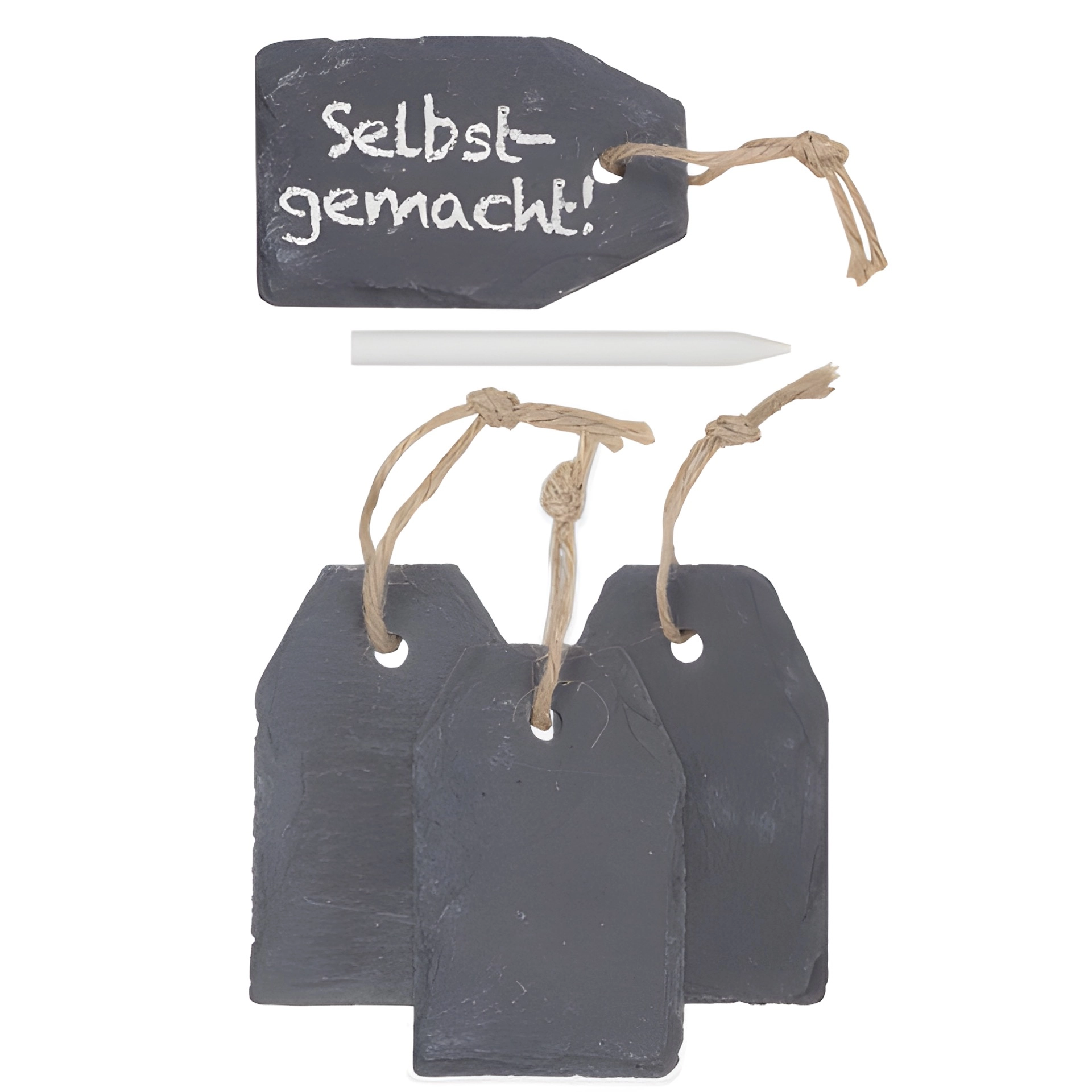 Anhängeetikett aus Schiefer mit Kreide 5 x 8 cm, 4 Stück