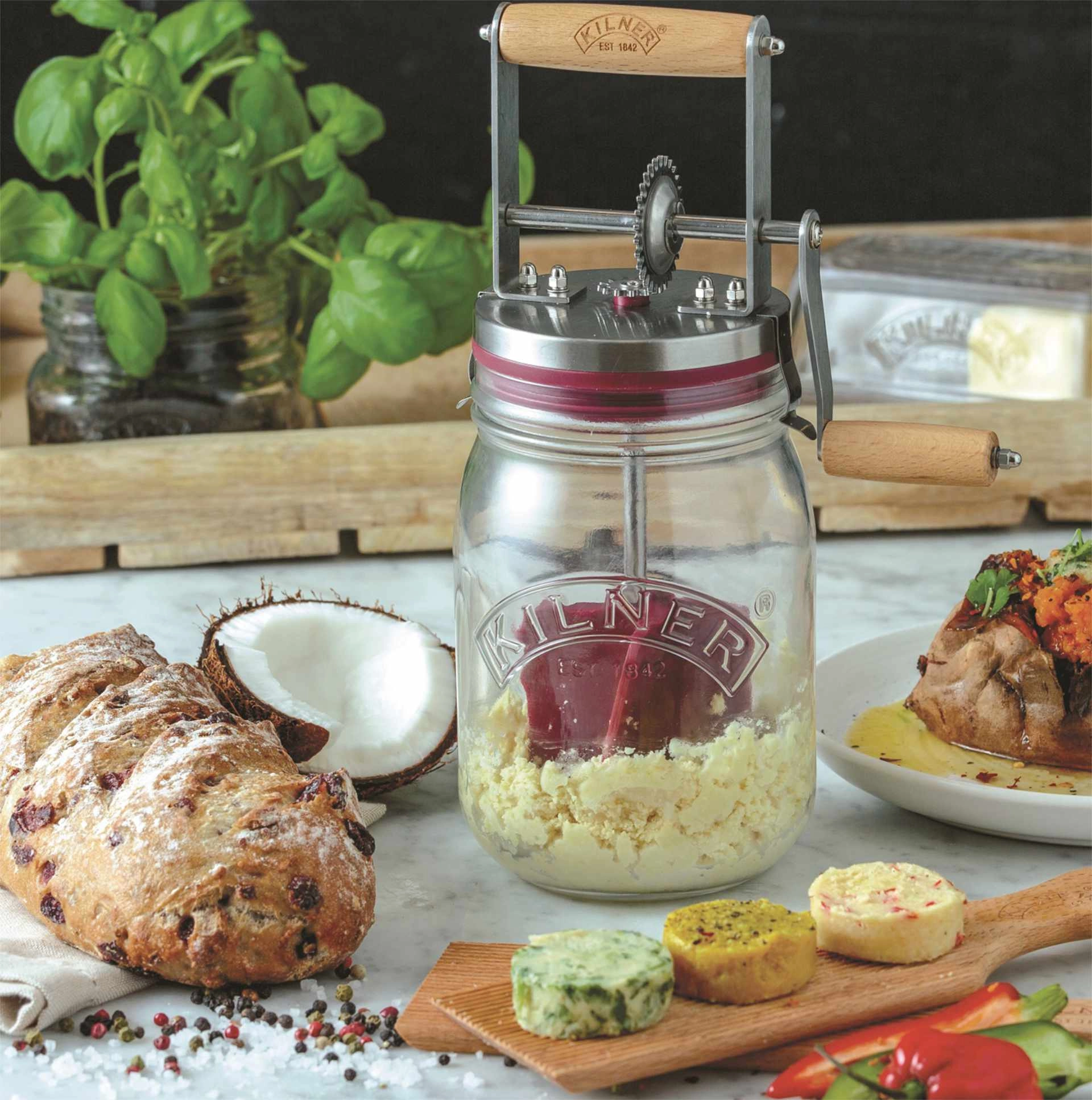 KILNER Butterfass mit Drehkurbel 1 Liter
