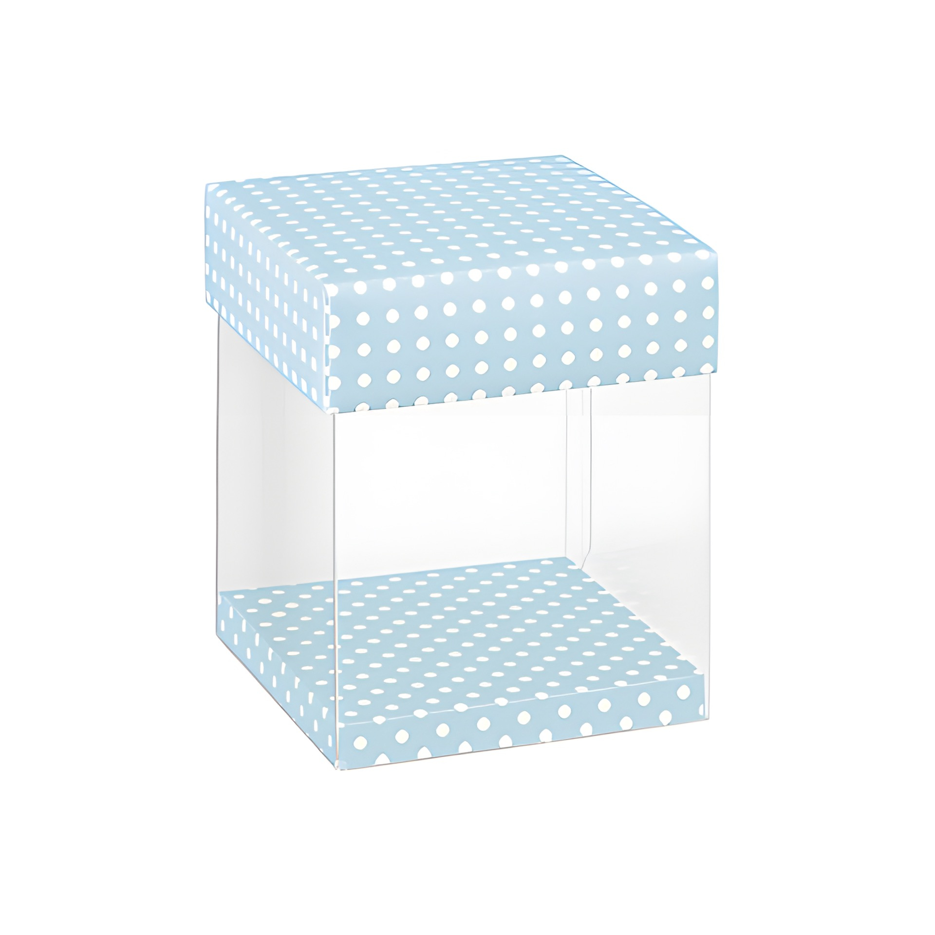 Klarsichtschachtel  80 x 80 x 90 mm blau gepunktet