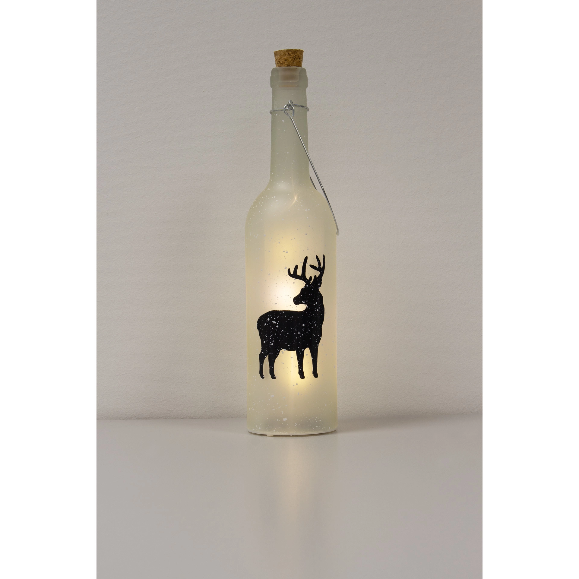 Deko-Flaschenlampe 'Hirsch im Schnee' 30 cm, 5 LEDs