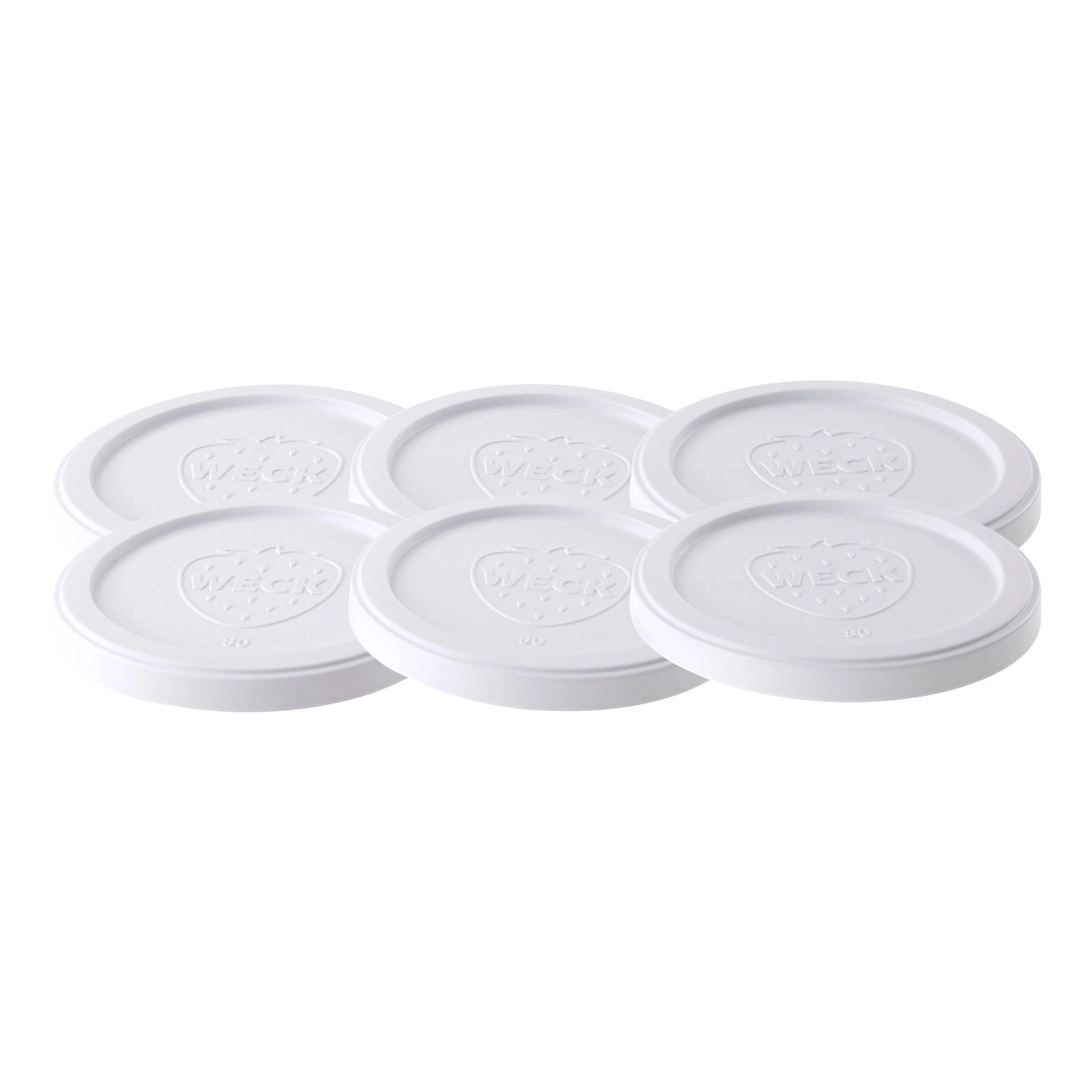WECK Culinare Frischhaltedeckel weiß Ø 80 mm, 6 Stück