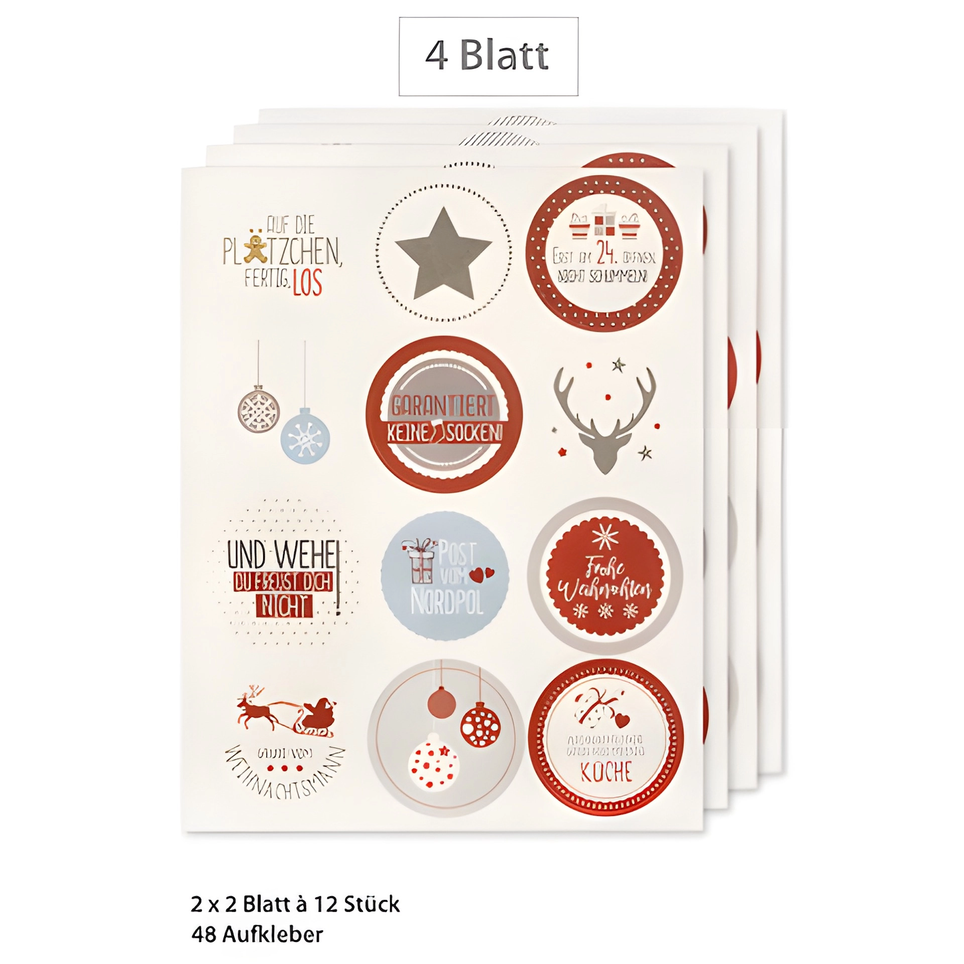 Rund-Sticker 'Weihnachten' Ø 4,5 cm, 48-teilig