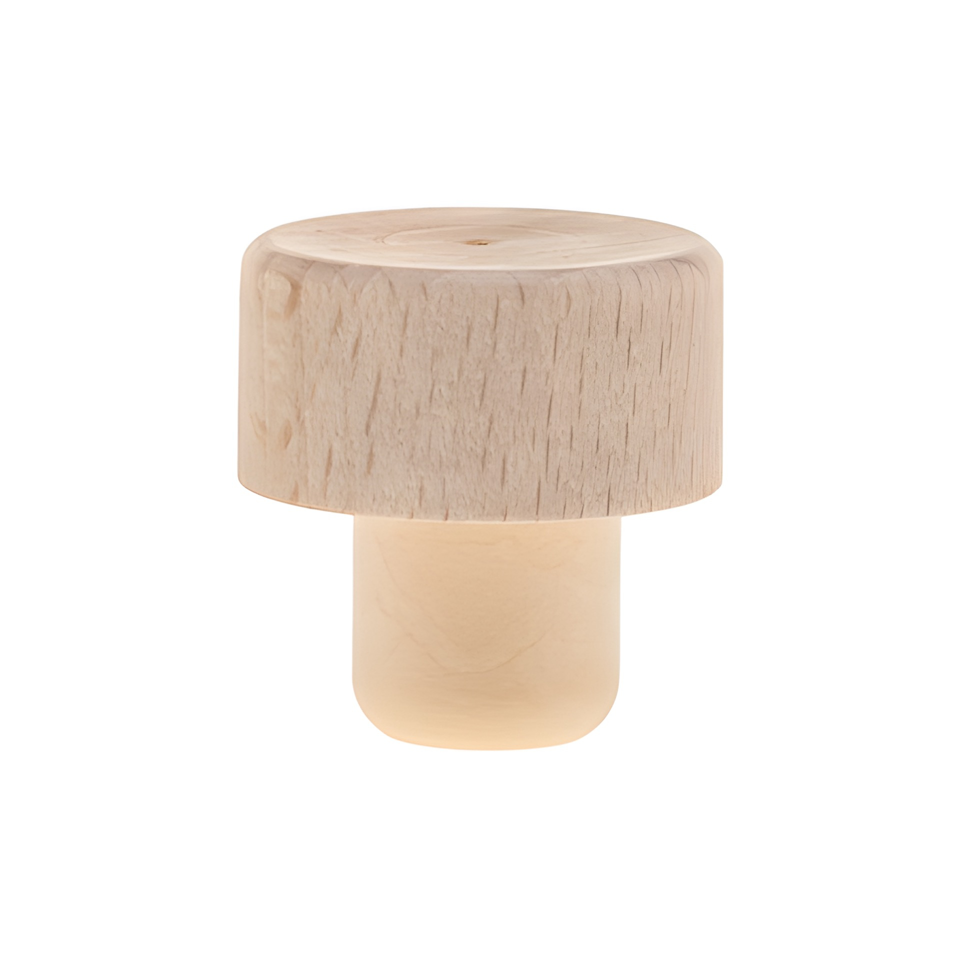 PE-Stopfen 16 mm gespritzt mit Holzscheibe Ø 29 mm