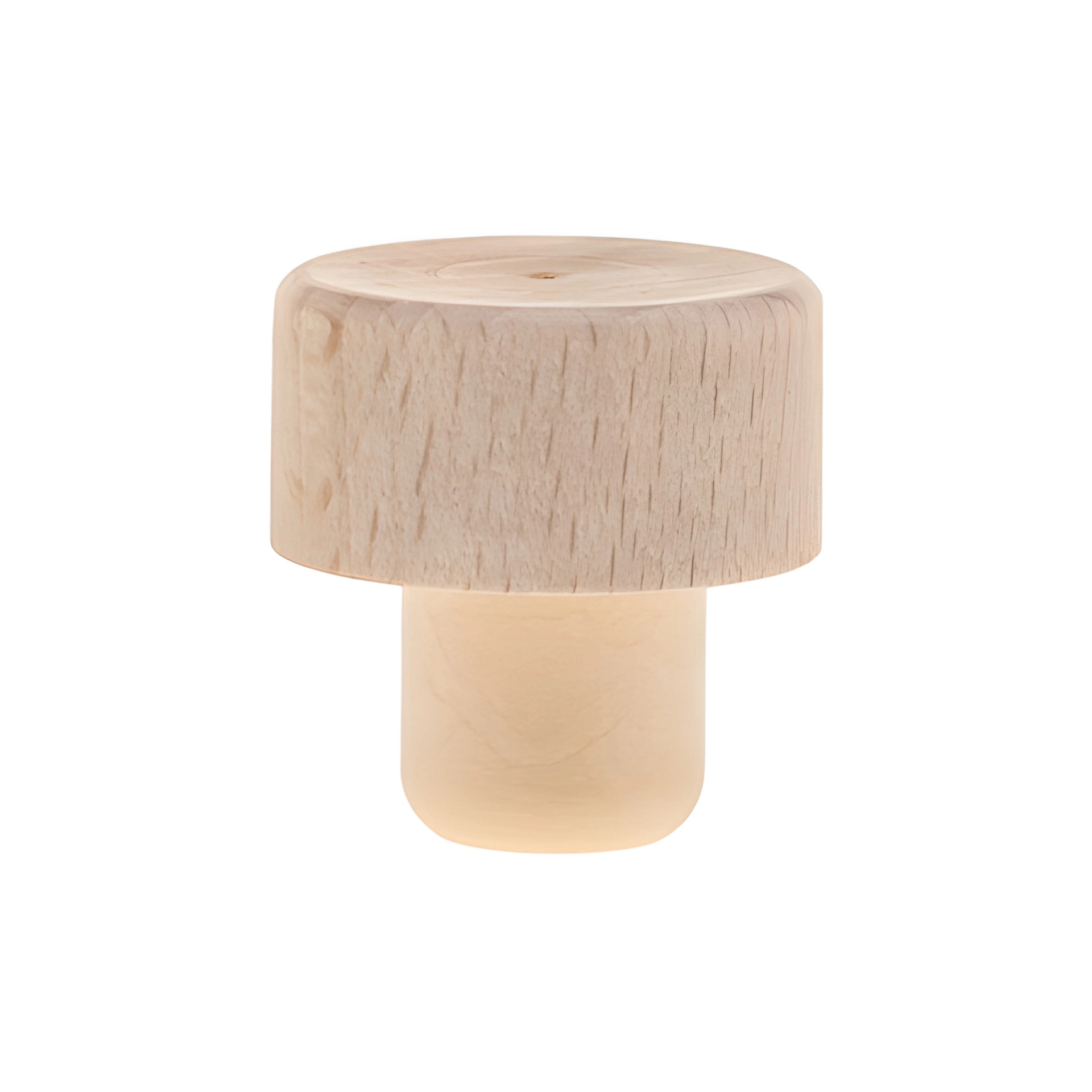 PE-Stopfen 16 mm gespritzt mit Holzscheibe Ø 29 mm