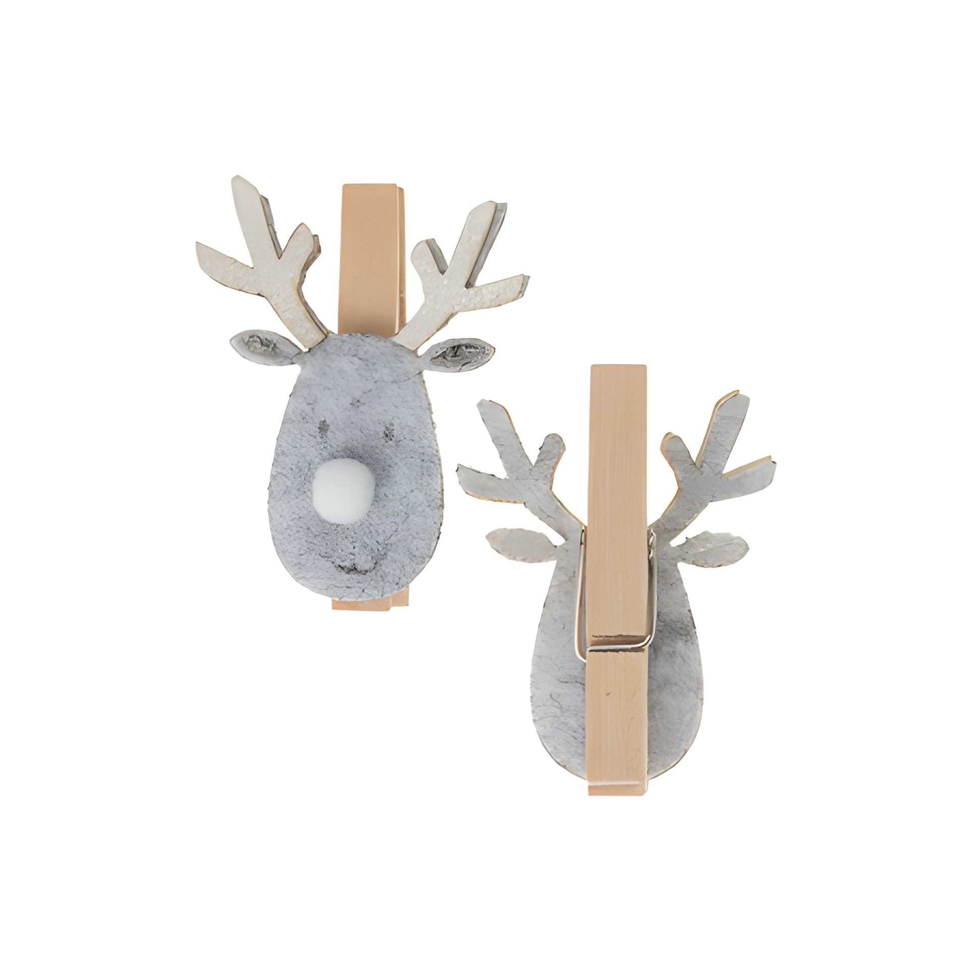 Deko-Klammern 'Rentierkopf' grau, 3,5 x 5 cm, 6 Stück