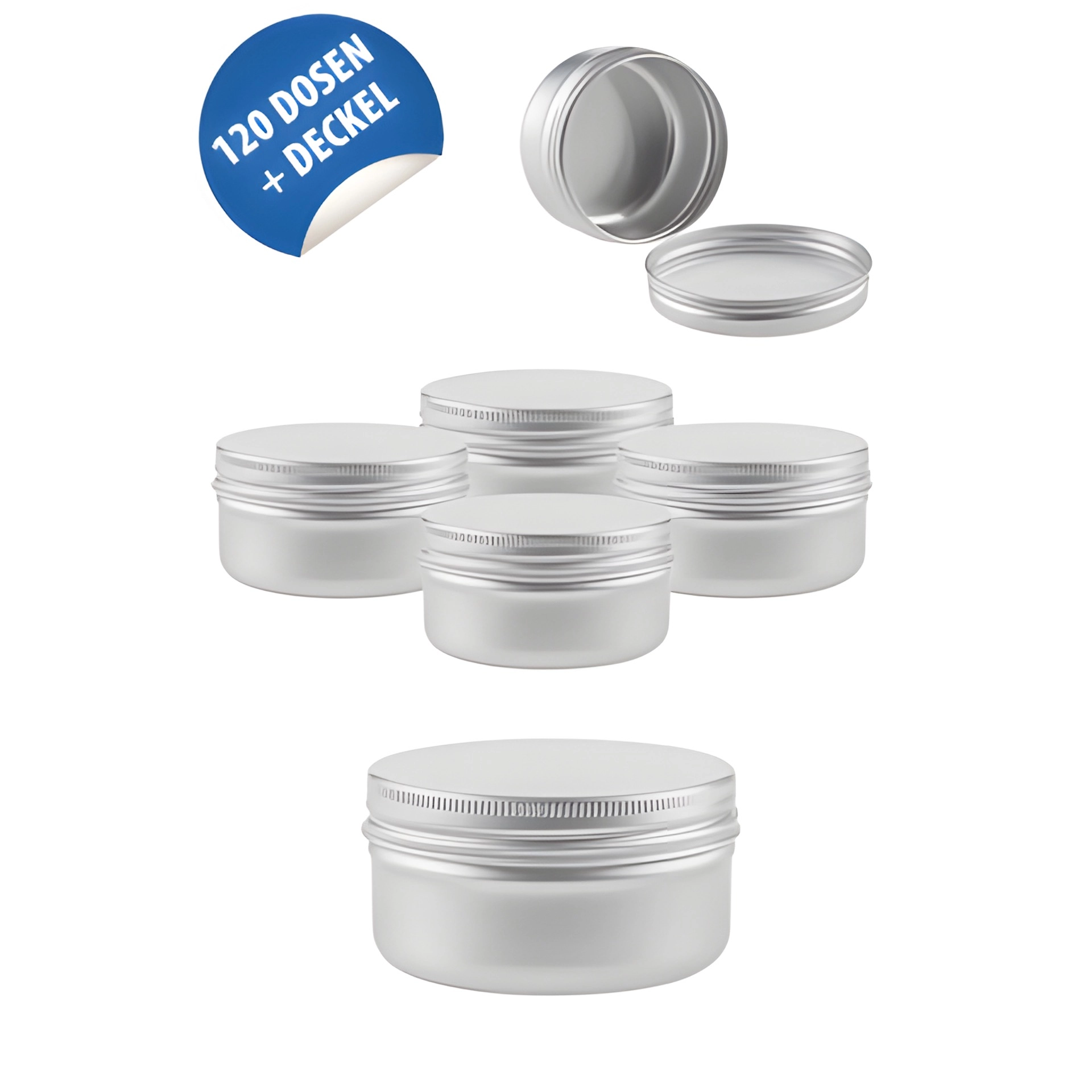 Aluminiumdose 50 ml mit Deckel, Karton 120 Stück
