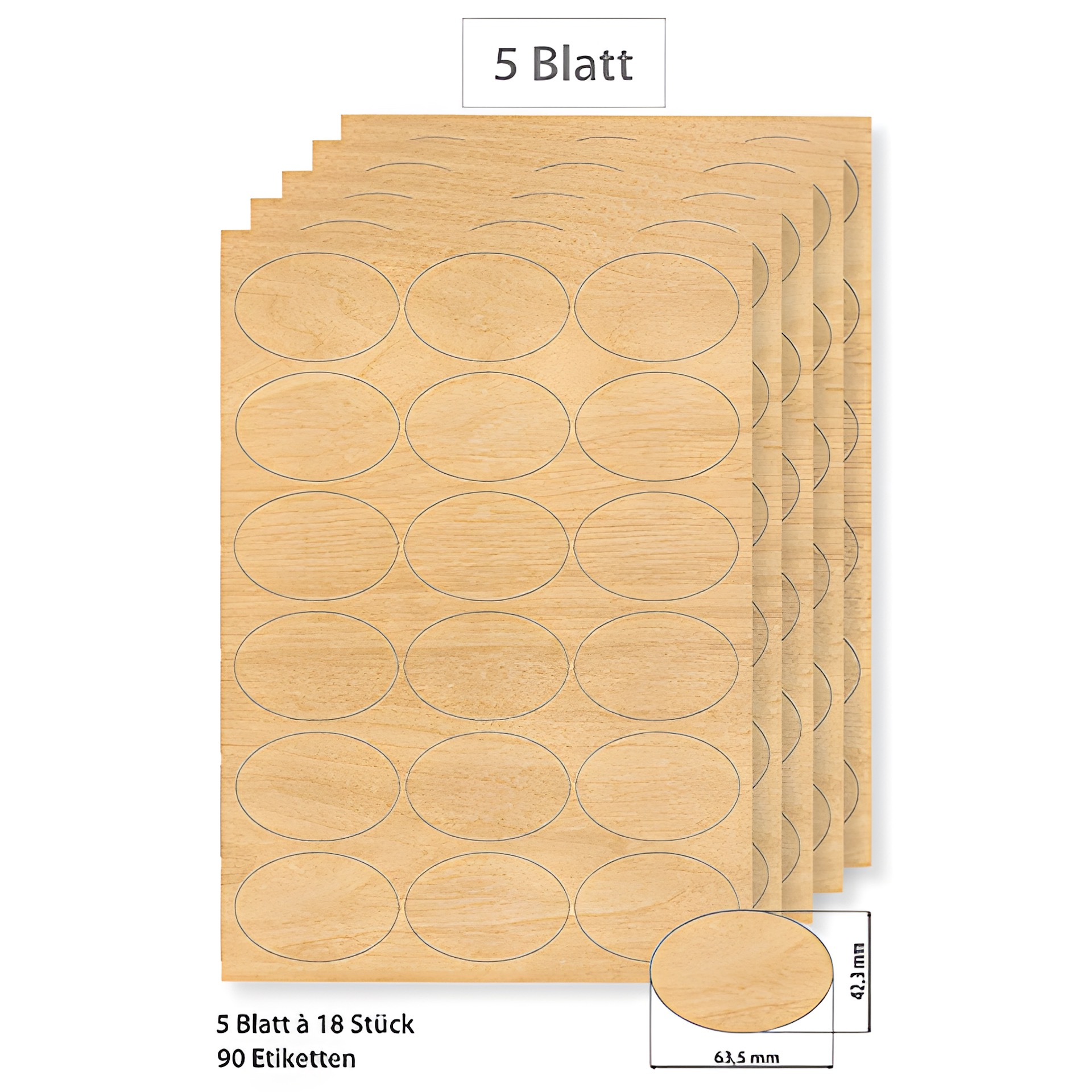 Steffis Etiketten 63,5 x 42,3 mm Holzdekor - 5 Blatt A4