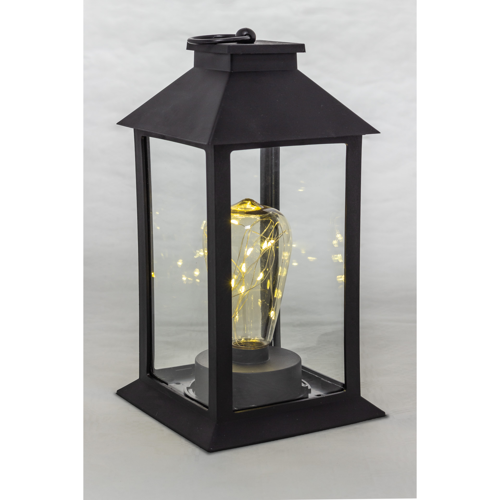 Deko-Laterne 'Glühbirne' 29 cm, 10 LEDs, schwarz