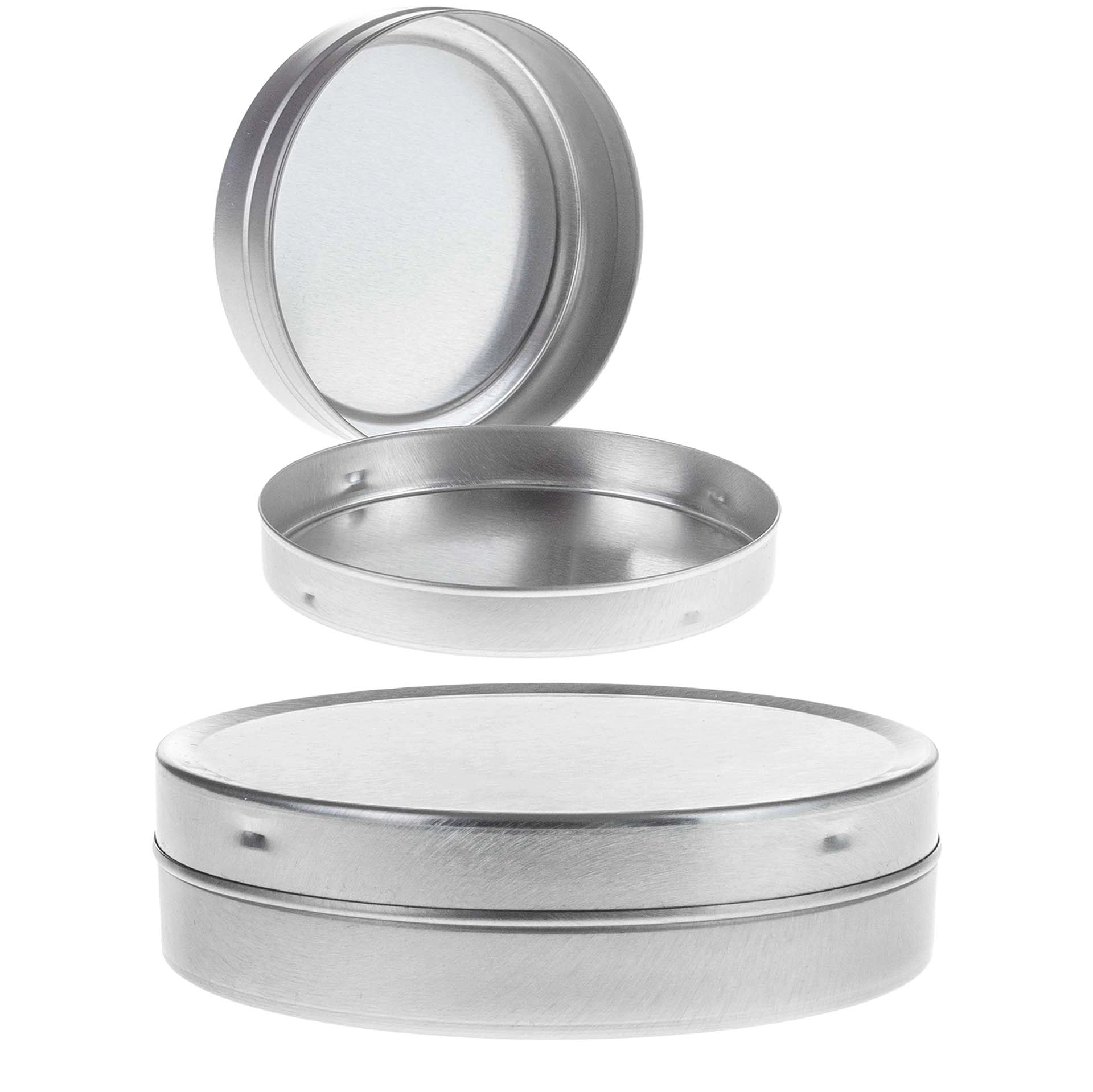 Metalldose silber, 7,6 x 2 cm mit Deckel, Karton 210 Stück