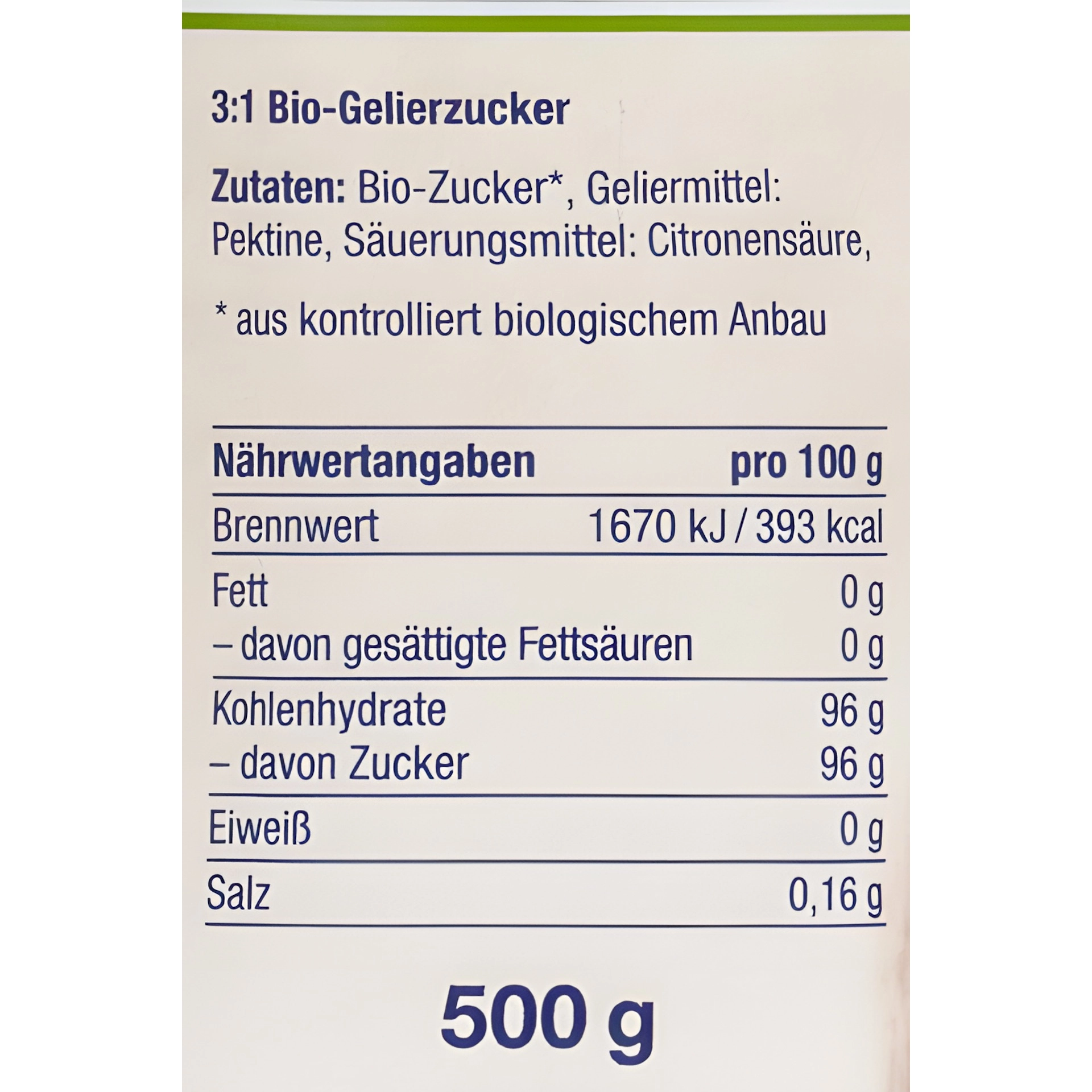 Bio-Gelierzucker 3:1, 500 g