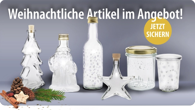 Weihnachtliche Gläser und Flaschen