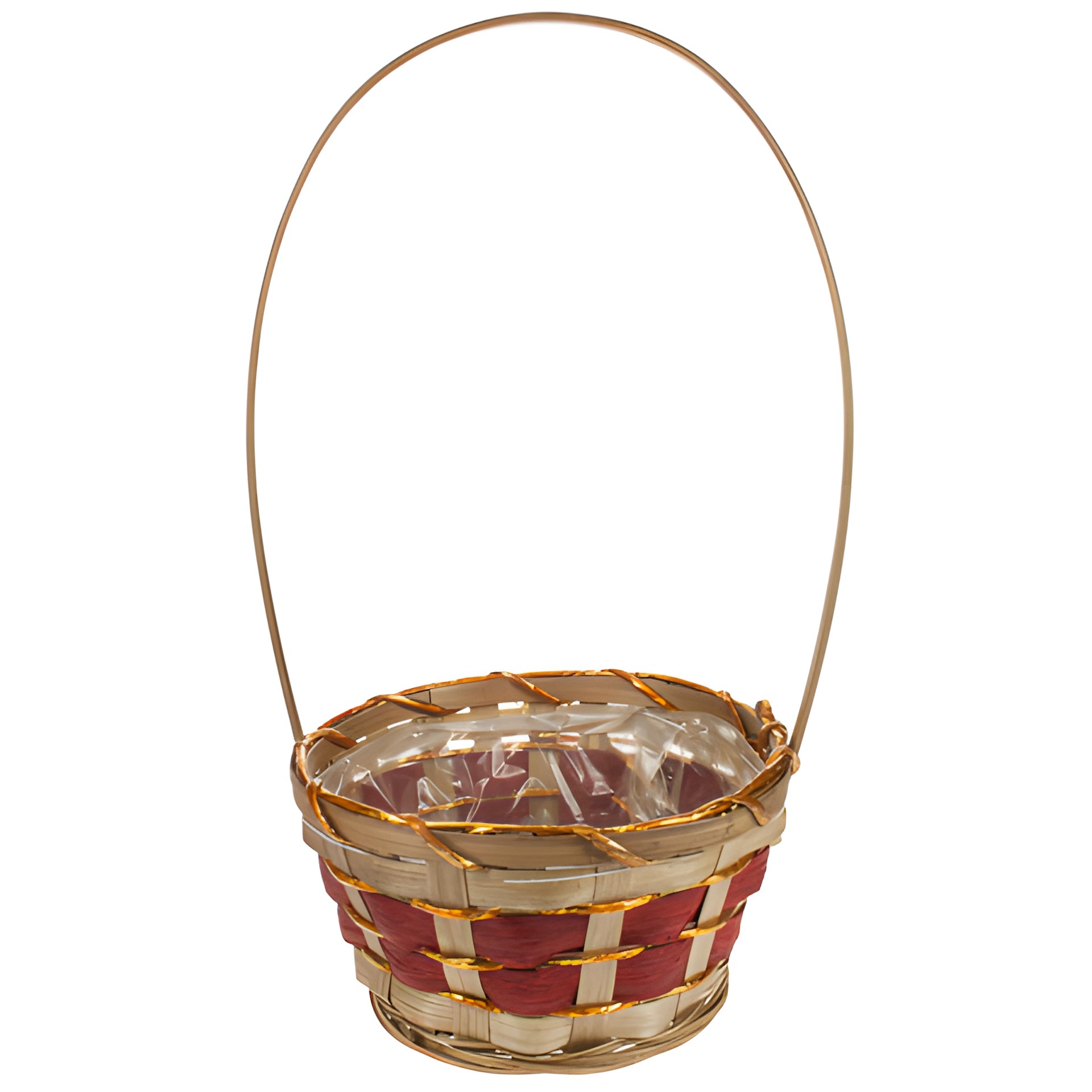 Henkelkorb rund rot/gold mittel