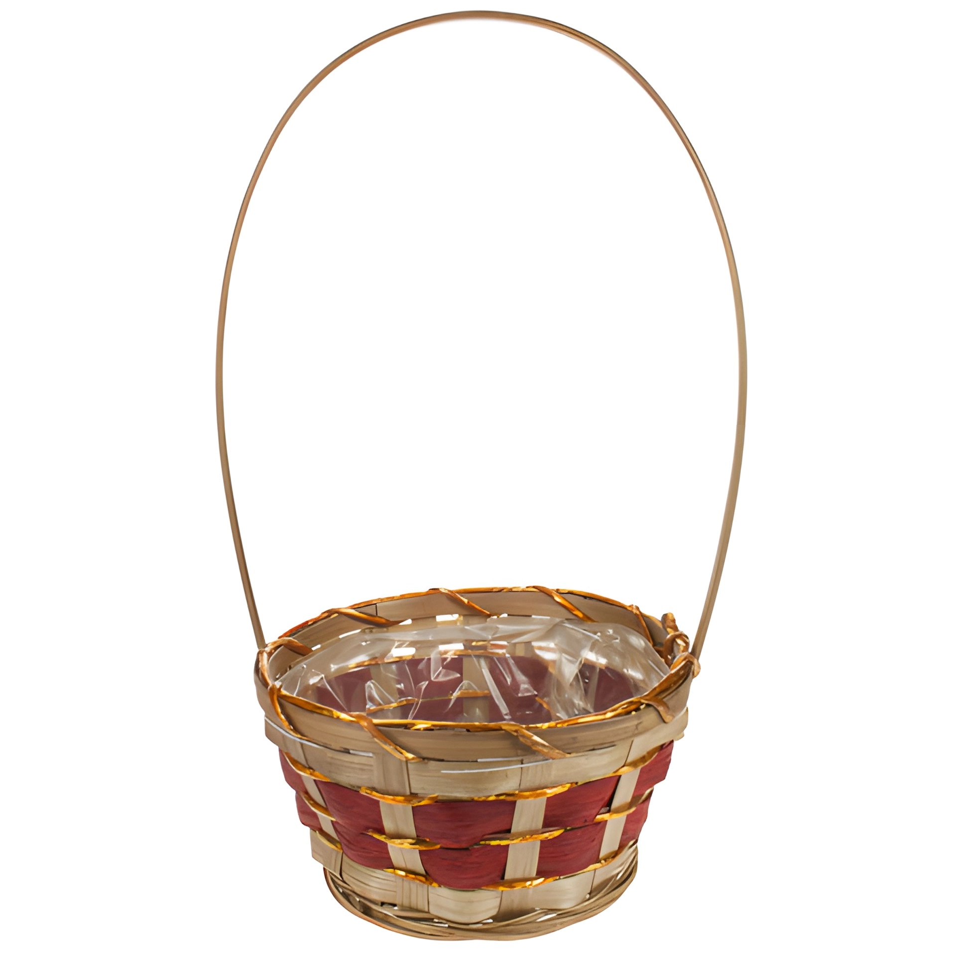 Henkelkorb rund rot/gold mittel