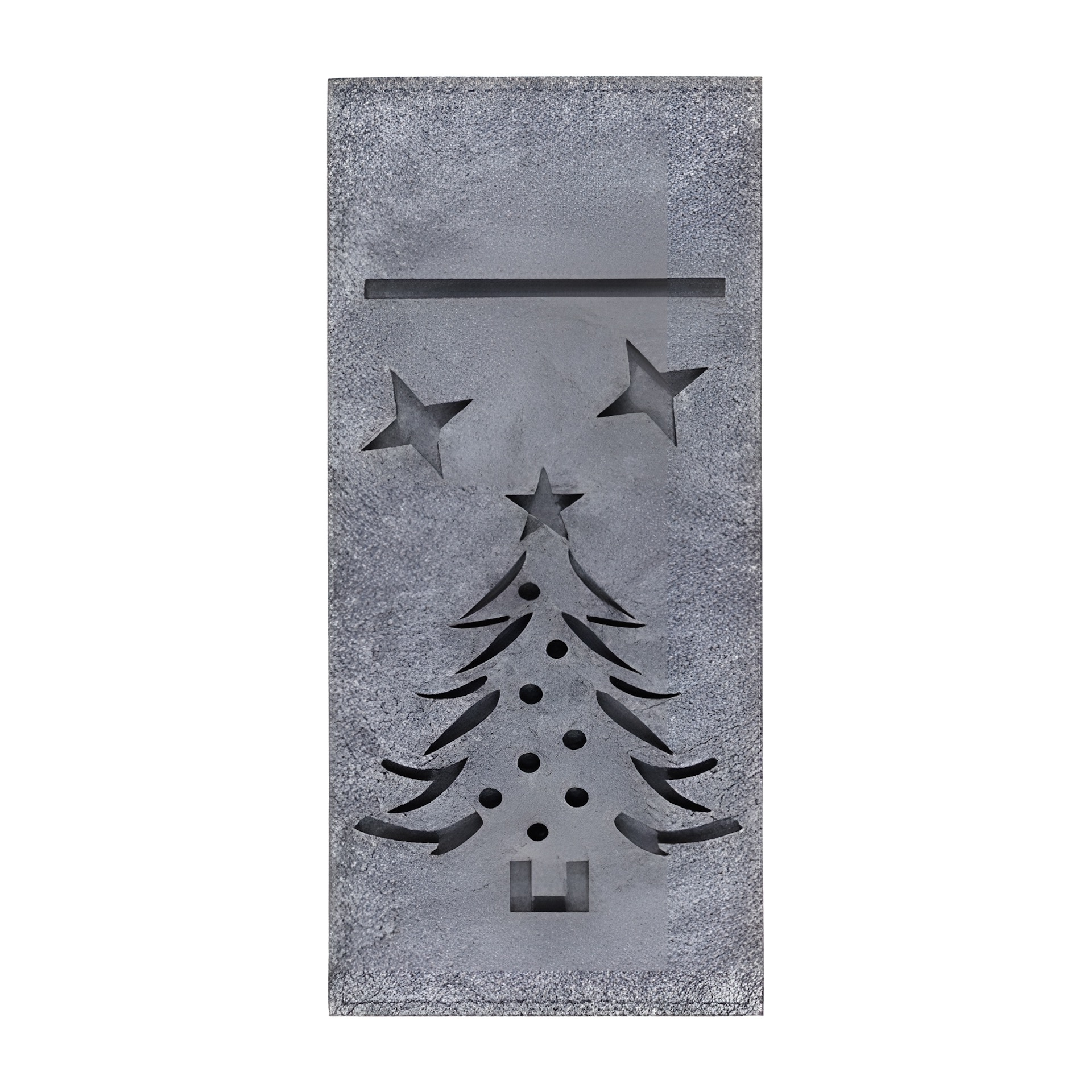 Besteckhalter 'Tannenbaum und Sterne' aus Filz, grau