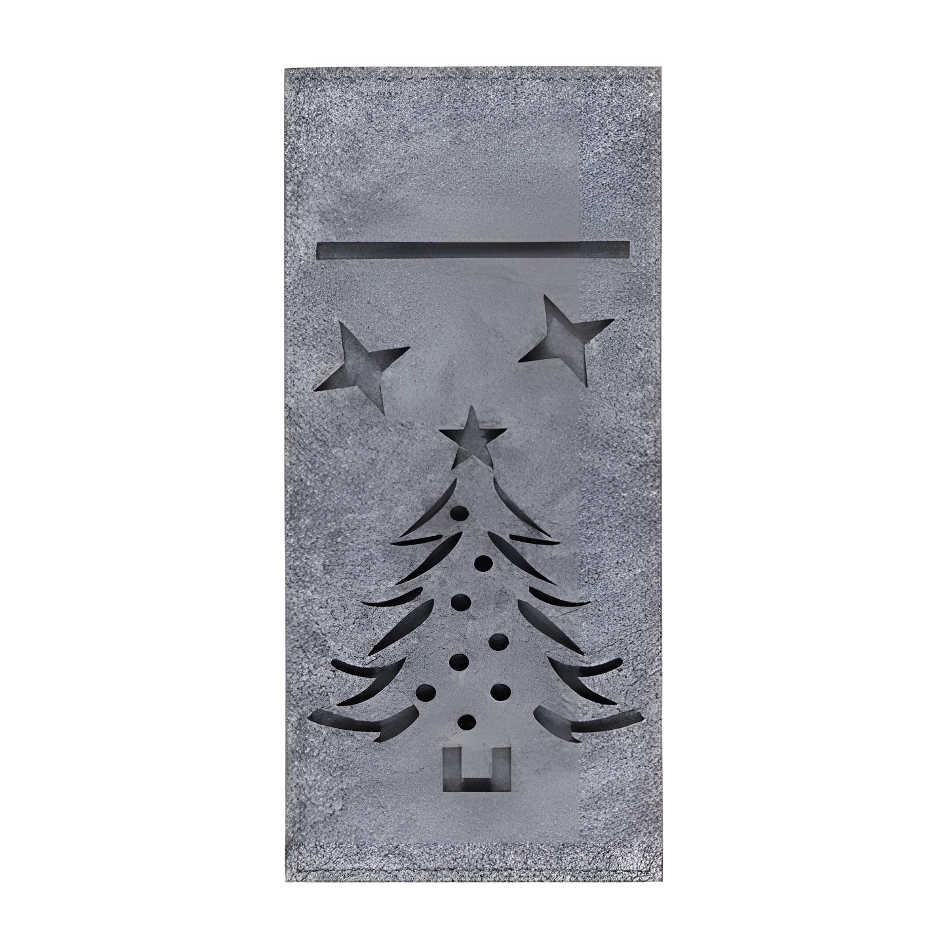 Besteckhalter 'Tannenbaum und Sterne' aus Filz, grau