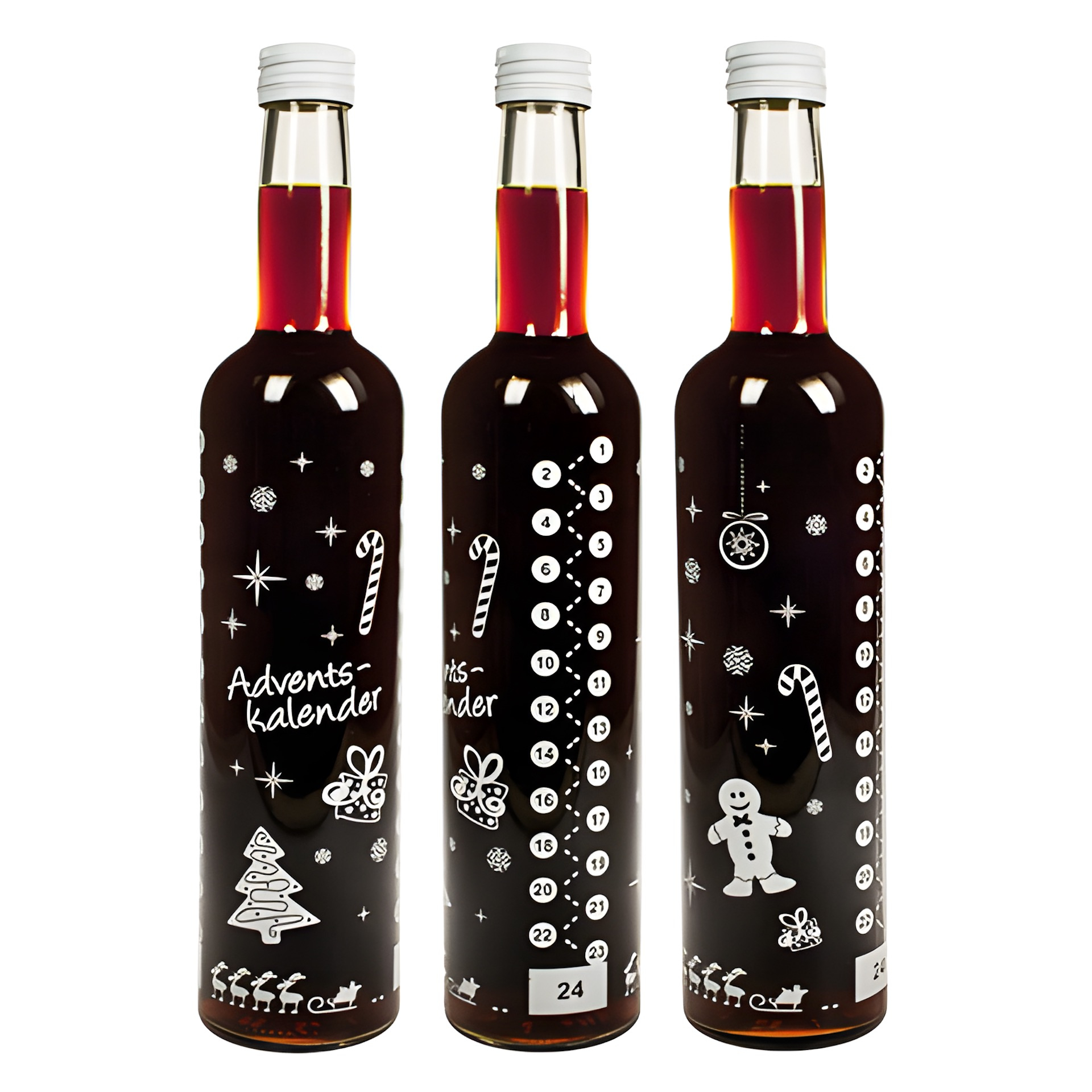Adventskalender-Flasche 500 ml weiß