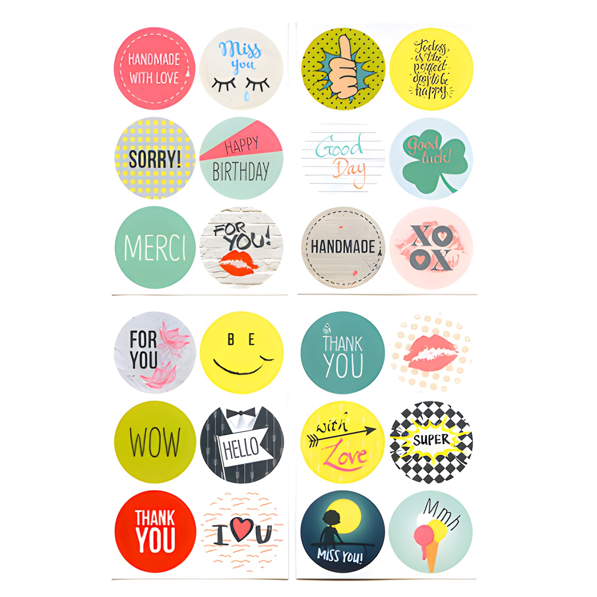 Rund-Sticker 'Cool Wishes' Ø 4 cm, 24 Stück