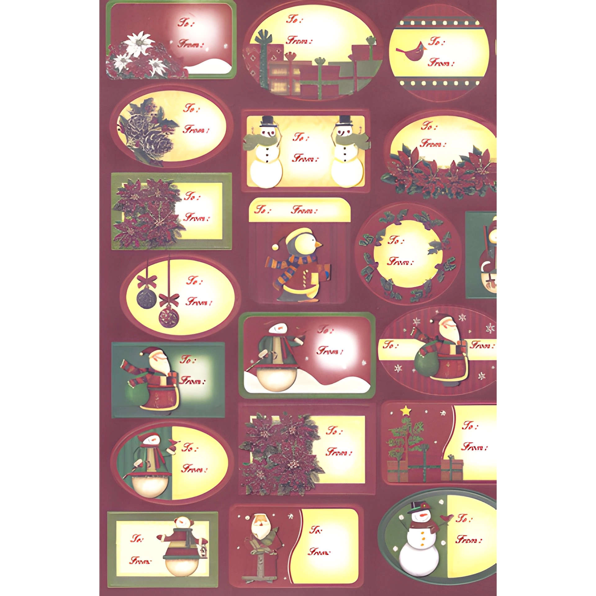 Geschenkaufkleber 'Weihnachten' bordeaux, 72 Stück