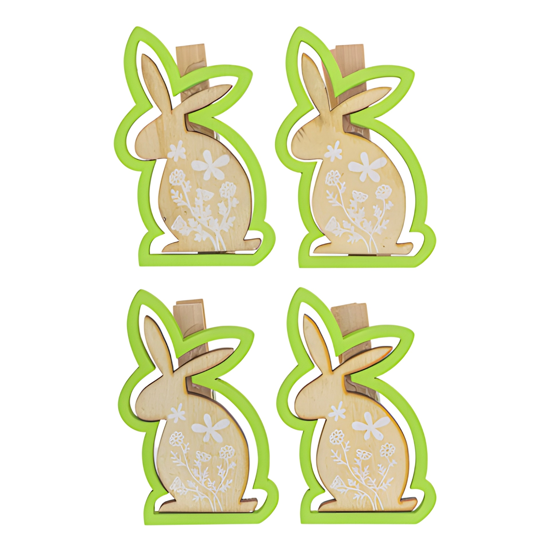 Deko-Holzklammer 'Osterhase', 8 cm, 4 Stück